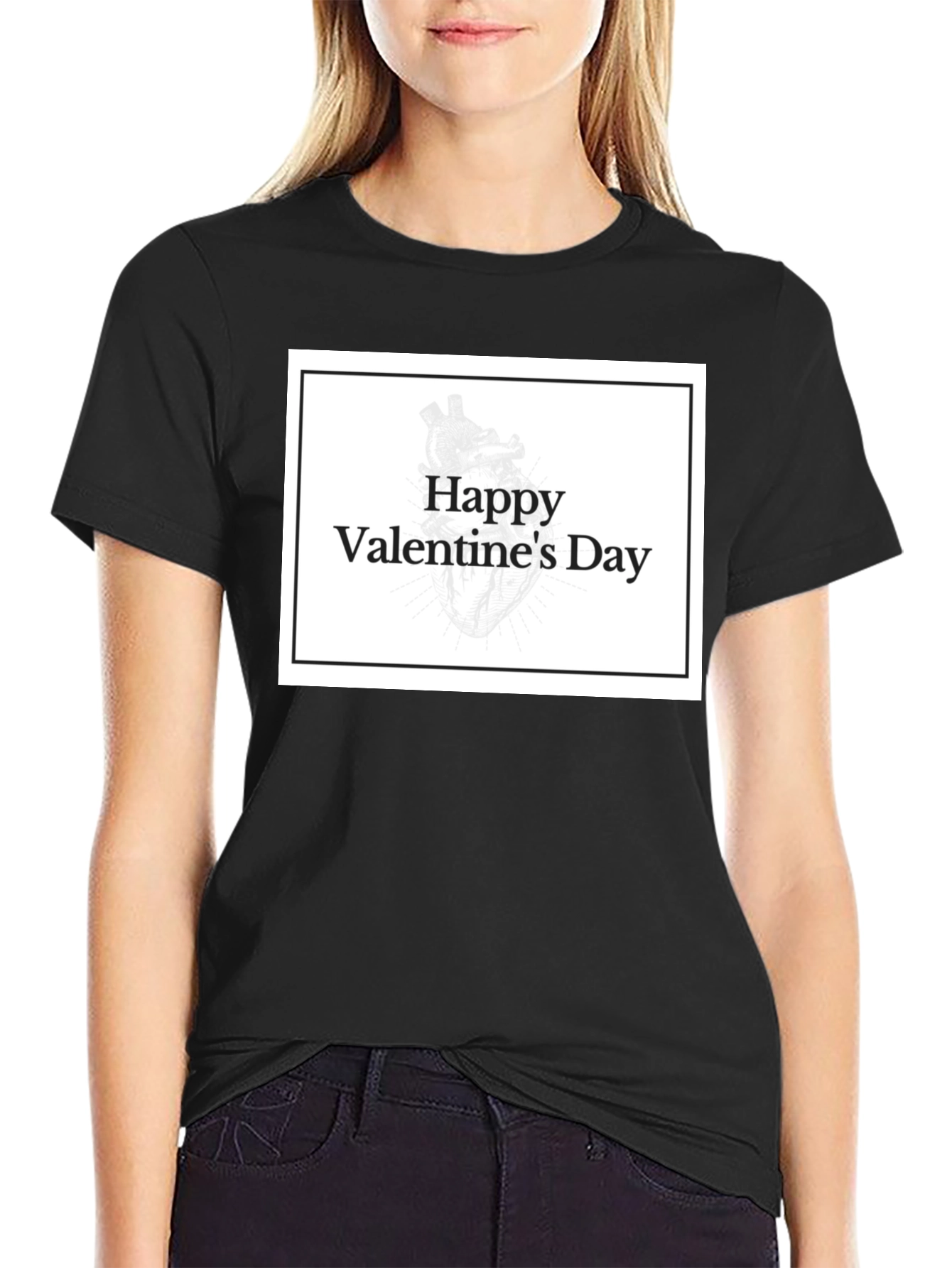 Happy Valentines Day T-Shirt - Black