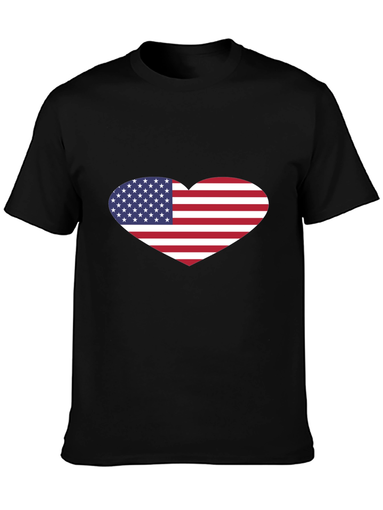 Patriotic USA Flag Heart Black T-Shirt