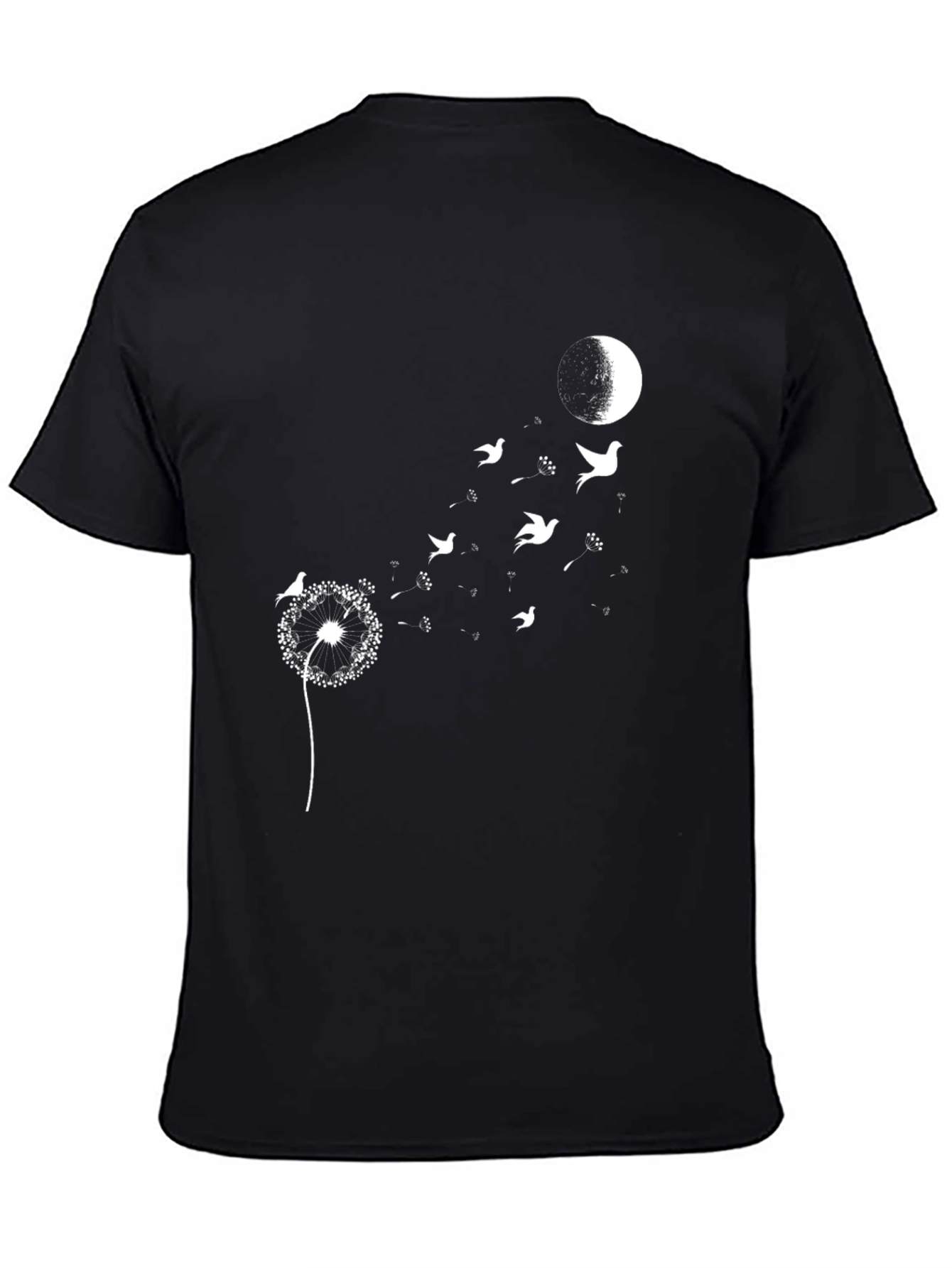 Dandelion Birds Moon Graphic Tee - Black