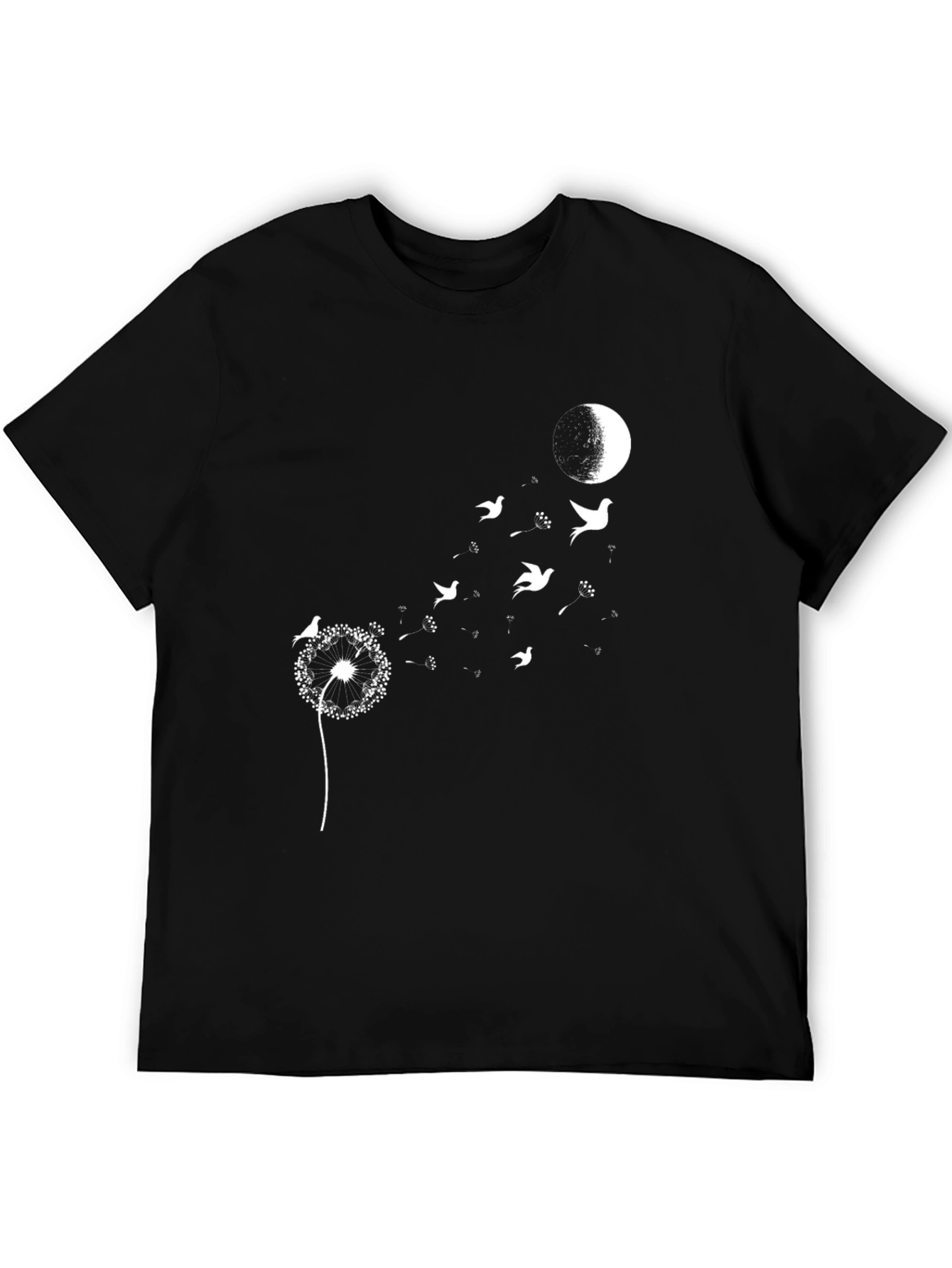 Dandelion Birds Moon Graphic Tee - Black