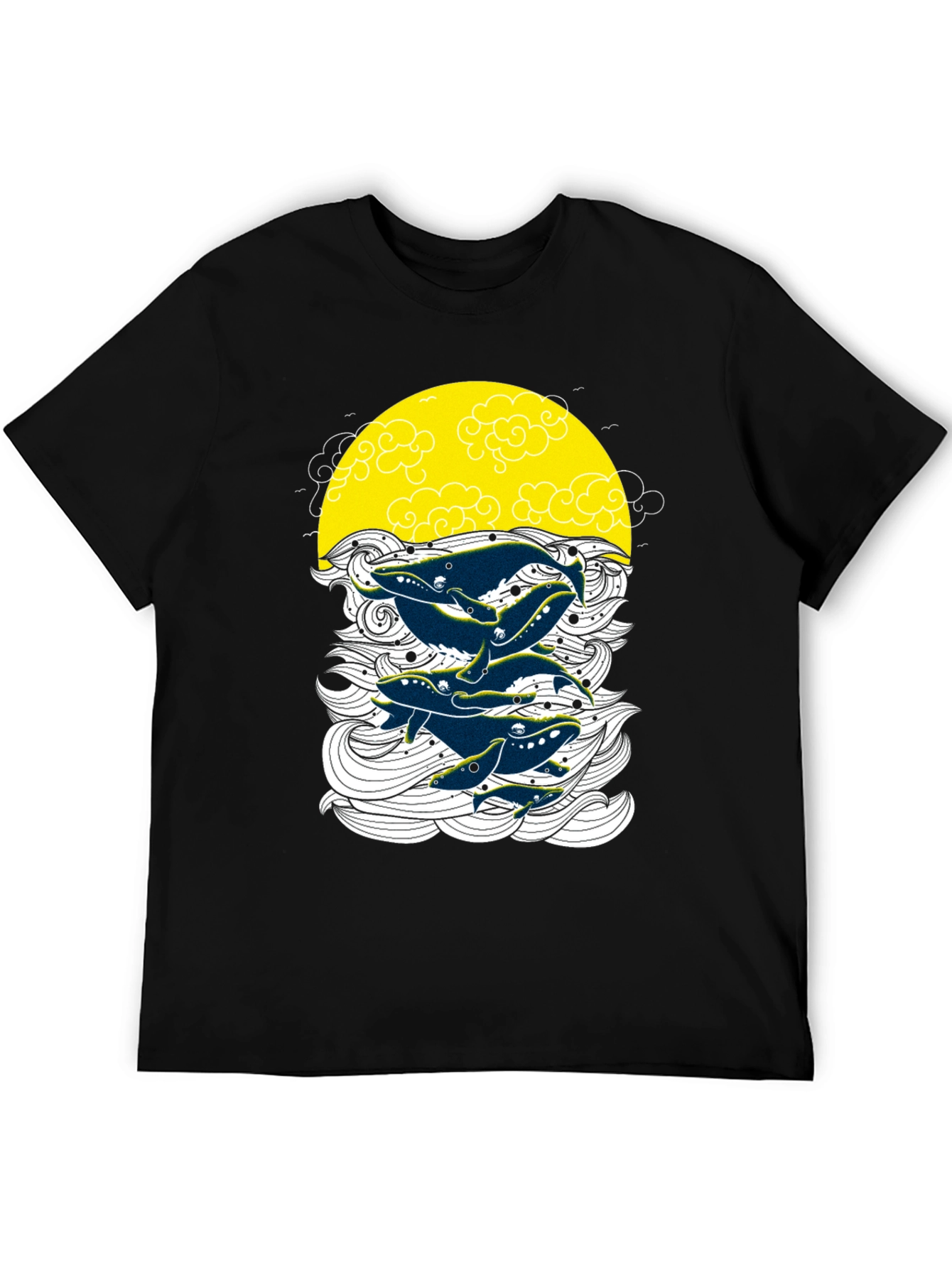 Whale Graphic Print Crew Neck T-Shirt