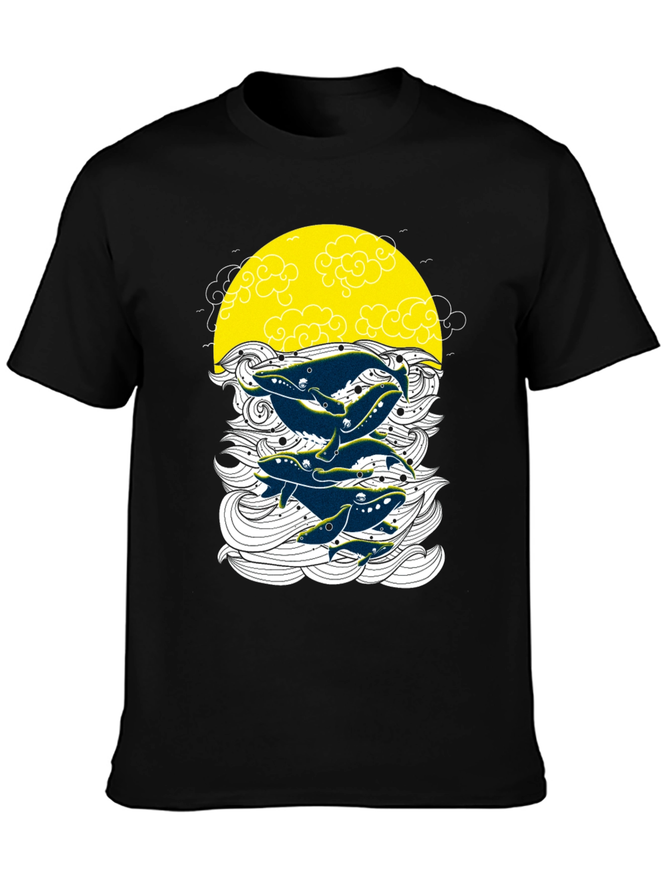 Whale Graphic Print Crew Neck T-Shirt