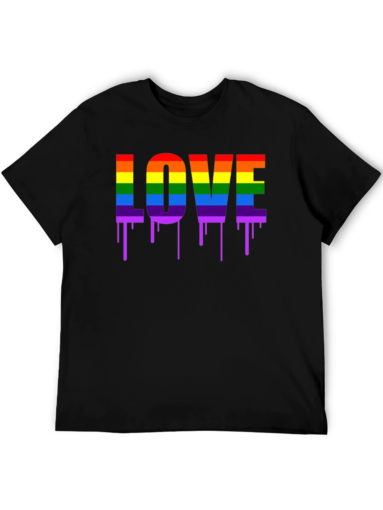 LGBTQ+ Pride LOVE Dripping Rainbow Graphic T-Shirt