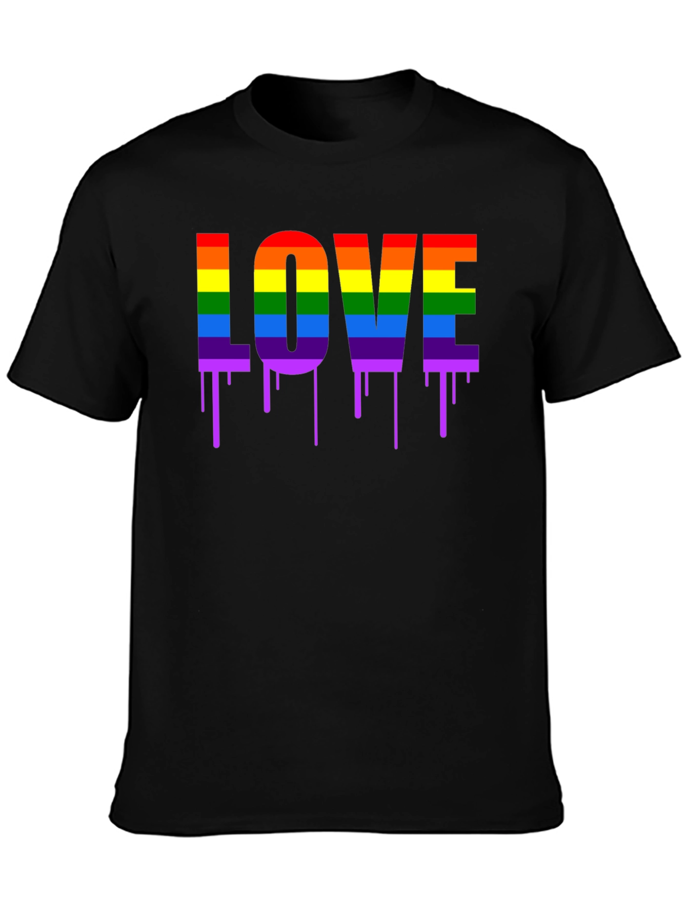 LGBTQ+ Pride LOVE Dripping Rainbow Graphic T-Shirt