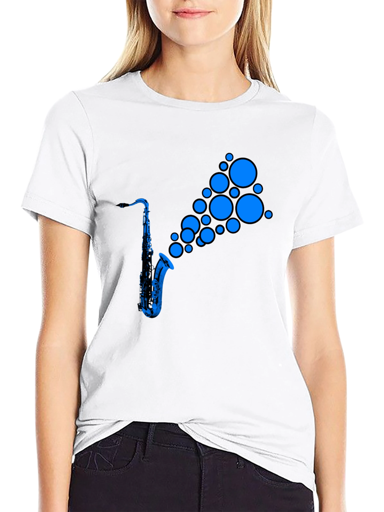 Saxophone Music T-Shirt - Blue Instrument Design