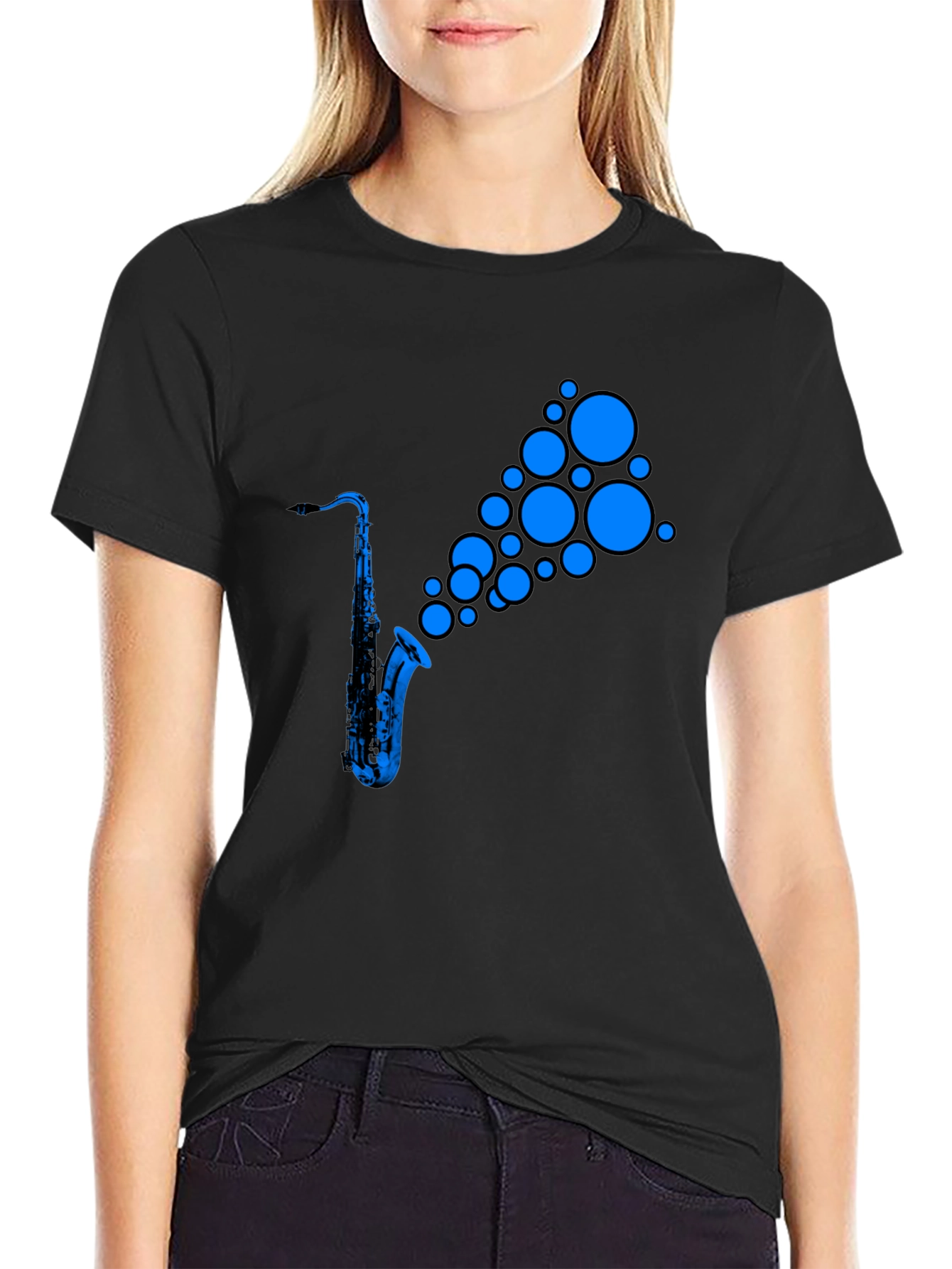 Saxophone Music T-Shirt - Blue Instrument Design