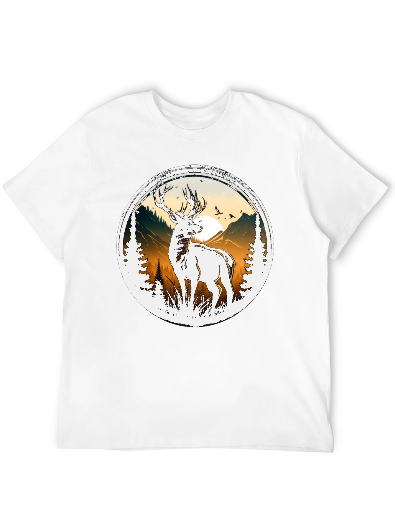 Deer Nature Graphic Tee - Mens Black T-Shirt
