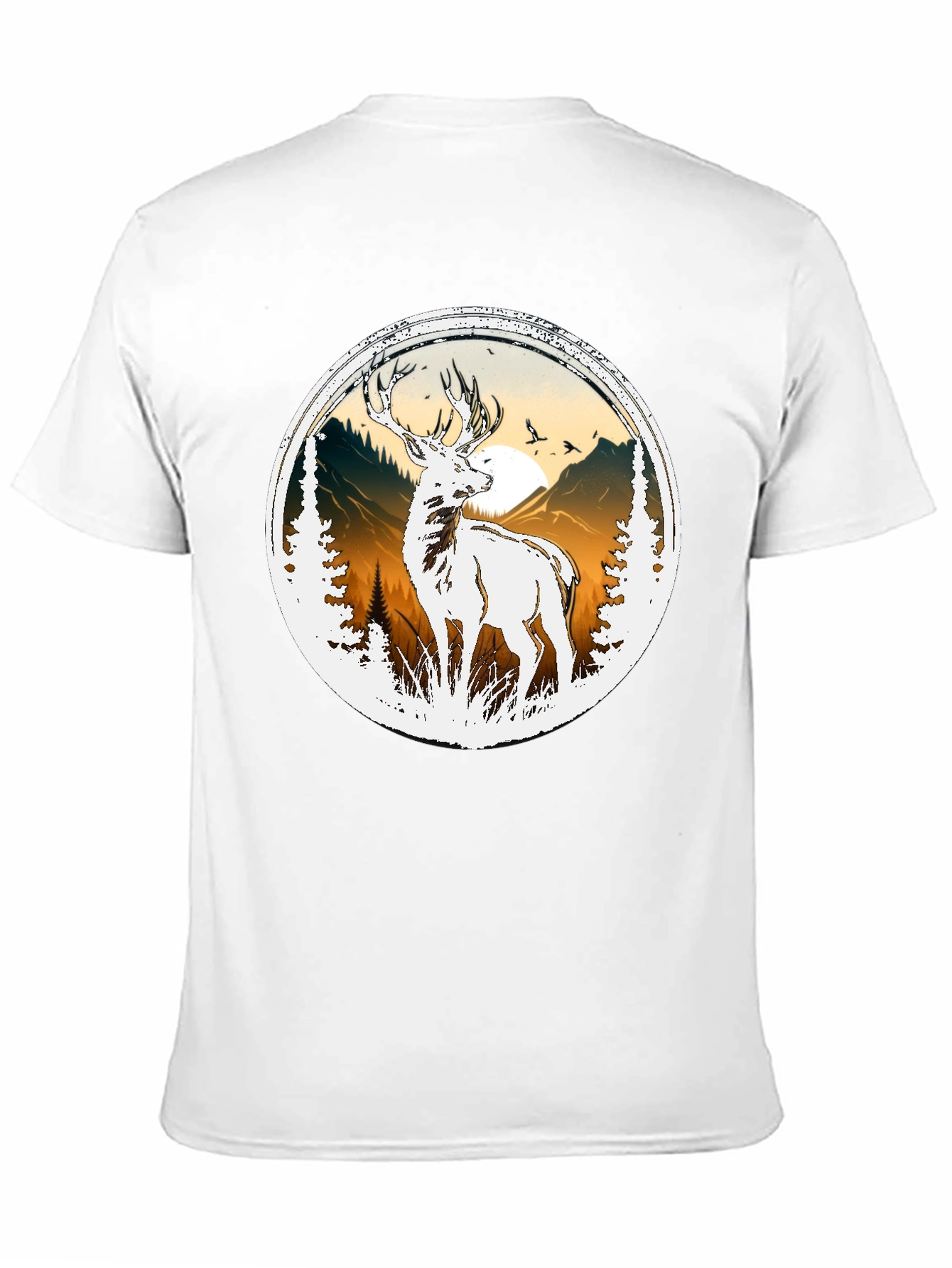 Deer Nature Graphic Tee - Mens Black T-Shirt