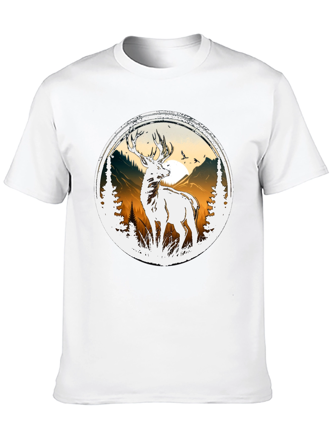 Deer Nature Graphic Tee - Mens Black T-Shirt