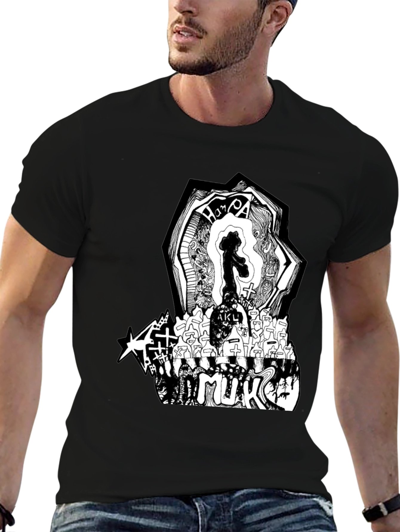Graphic Print Black T-Shirt