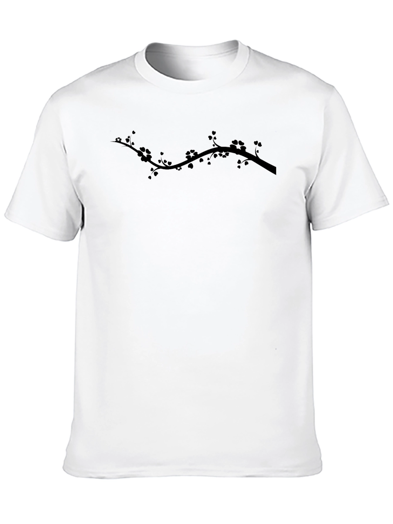 Black T-Shirt with Branch Design