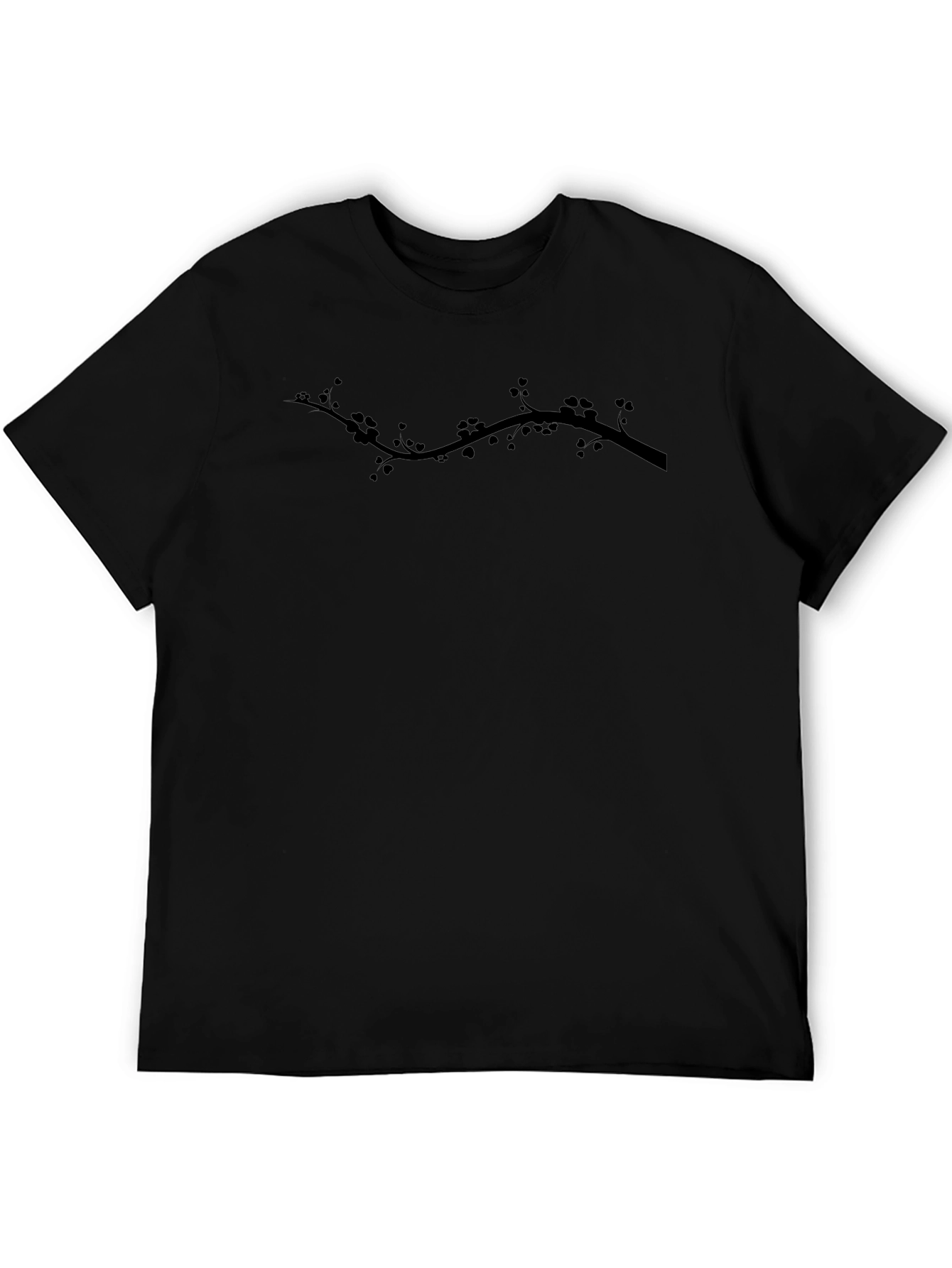 Black T-Shirt with Branch Design