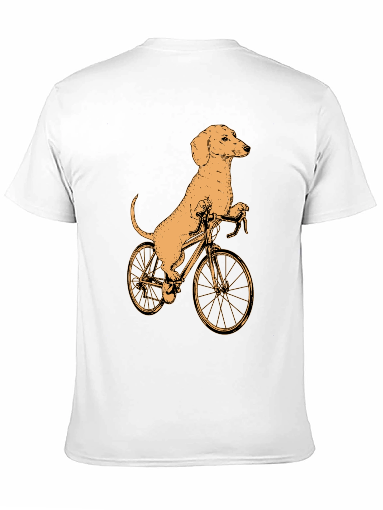 Dachshund on Bike T-Shirt - Black Cotton Tee