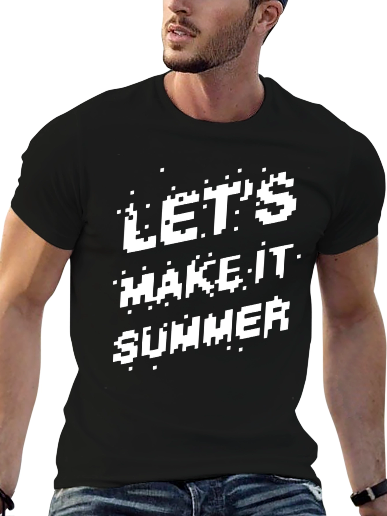 Retro Pixel Lets Make It Summer Black T-Shirt