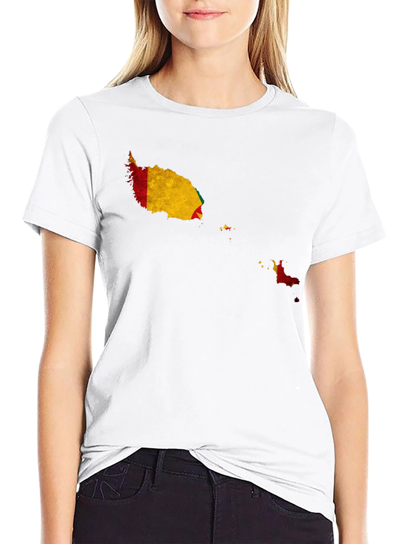 Grenada Flag Map Black T-Shirt