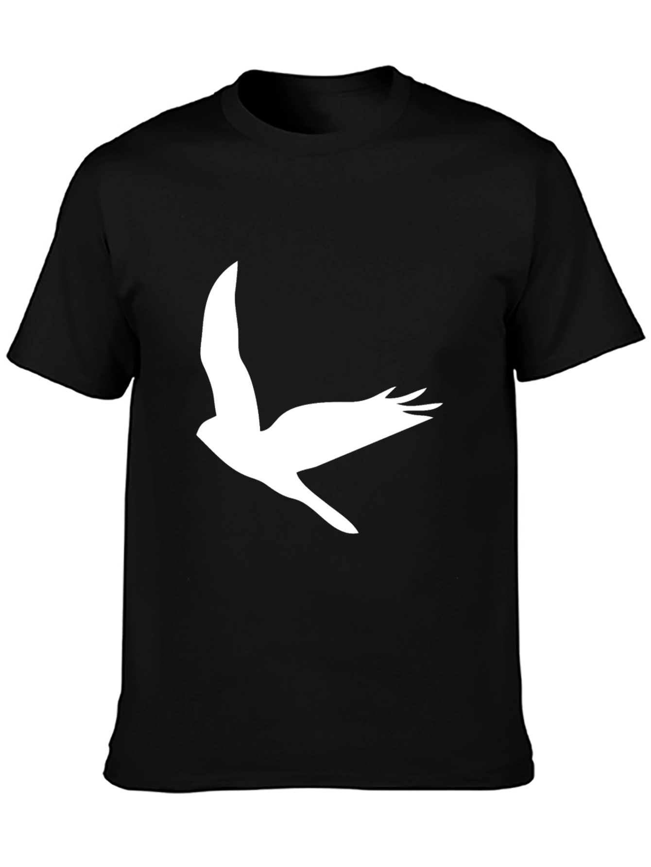 Black T-Shirt with Flying Bird Graphic