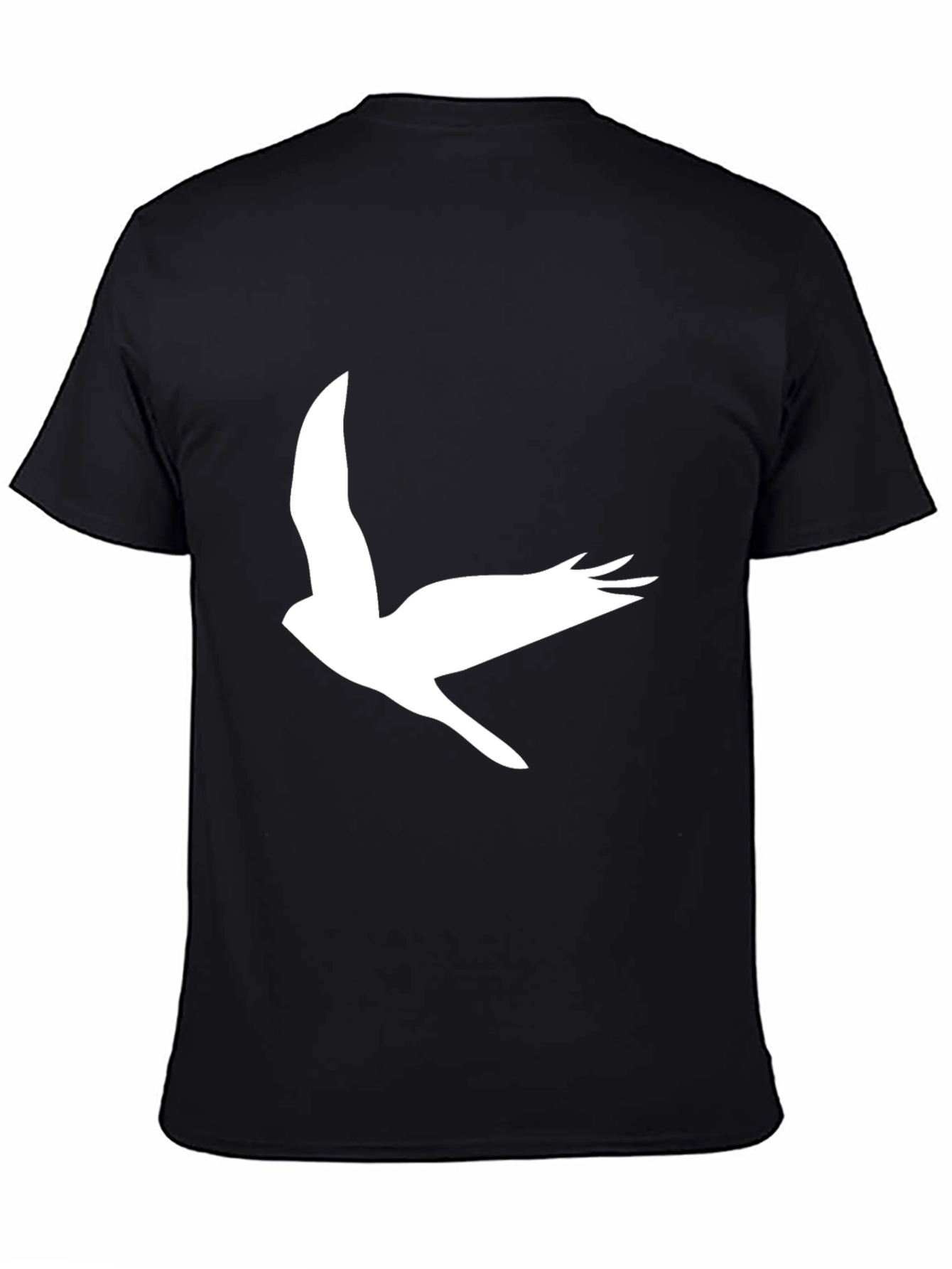 Black T-Shirt with Flying Bird Graphic