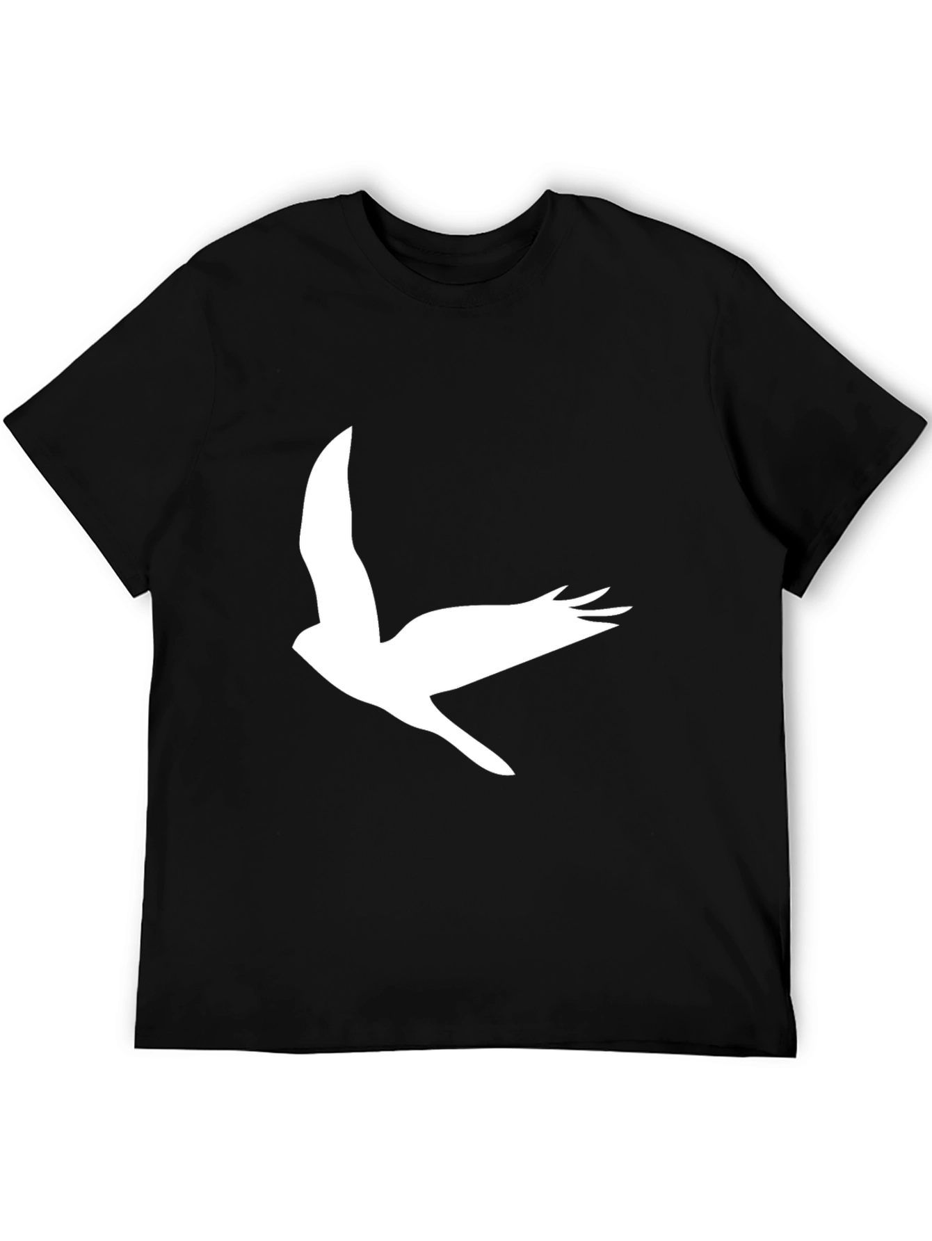Black T-Shirt with Flying Bird Graphic