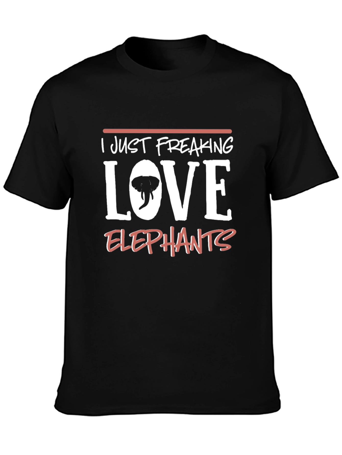 I Just Freaking Love Elephants Black T-Shirt