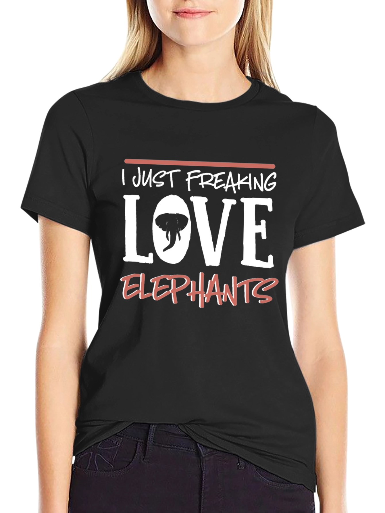 I Just Freaking Love Elephants Black T-Shirt