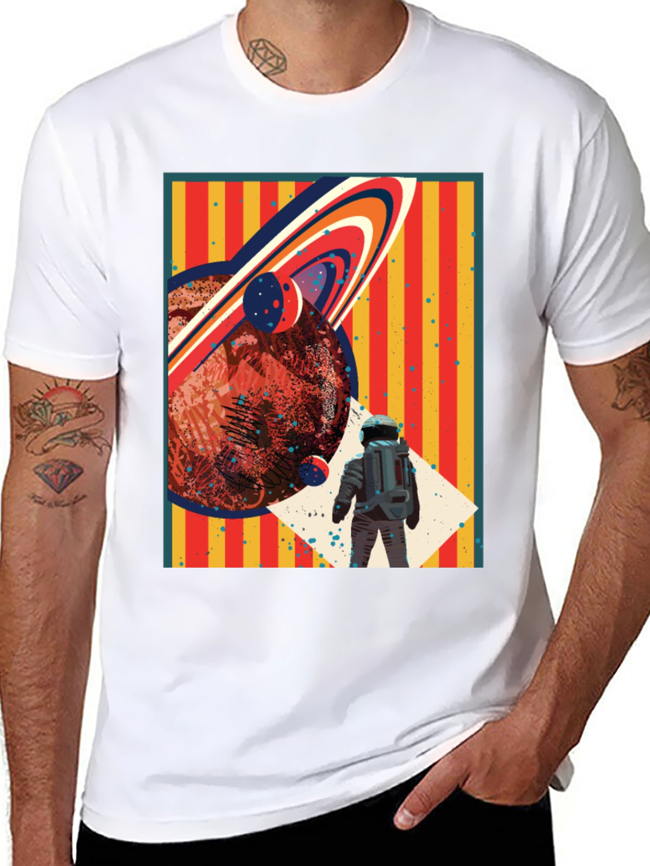Retro Space T-Shirt: Planet Astronaut Design