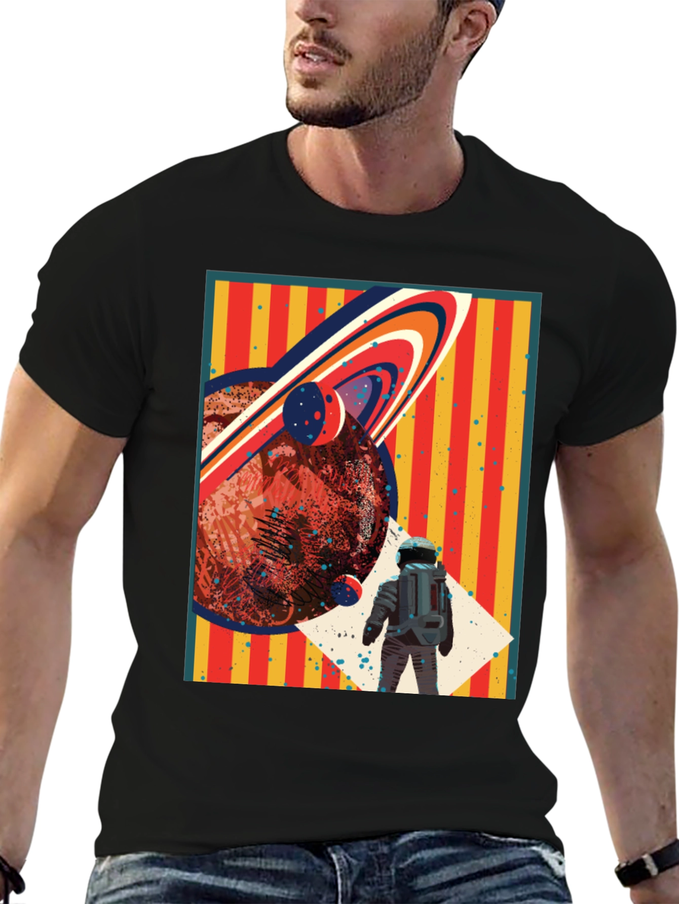 Retro Space T-Shirt: Planet Astronaut Design