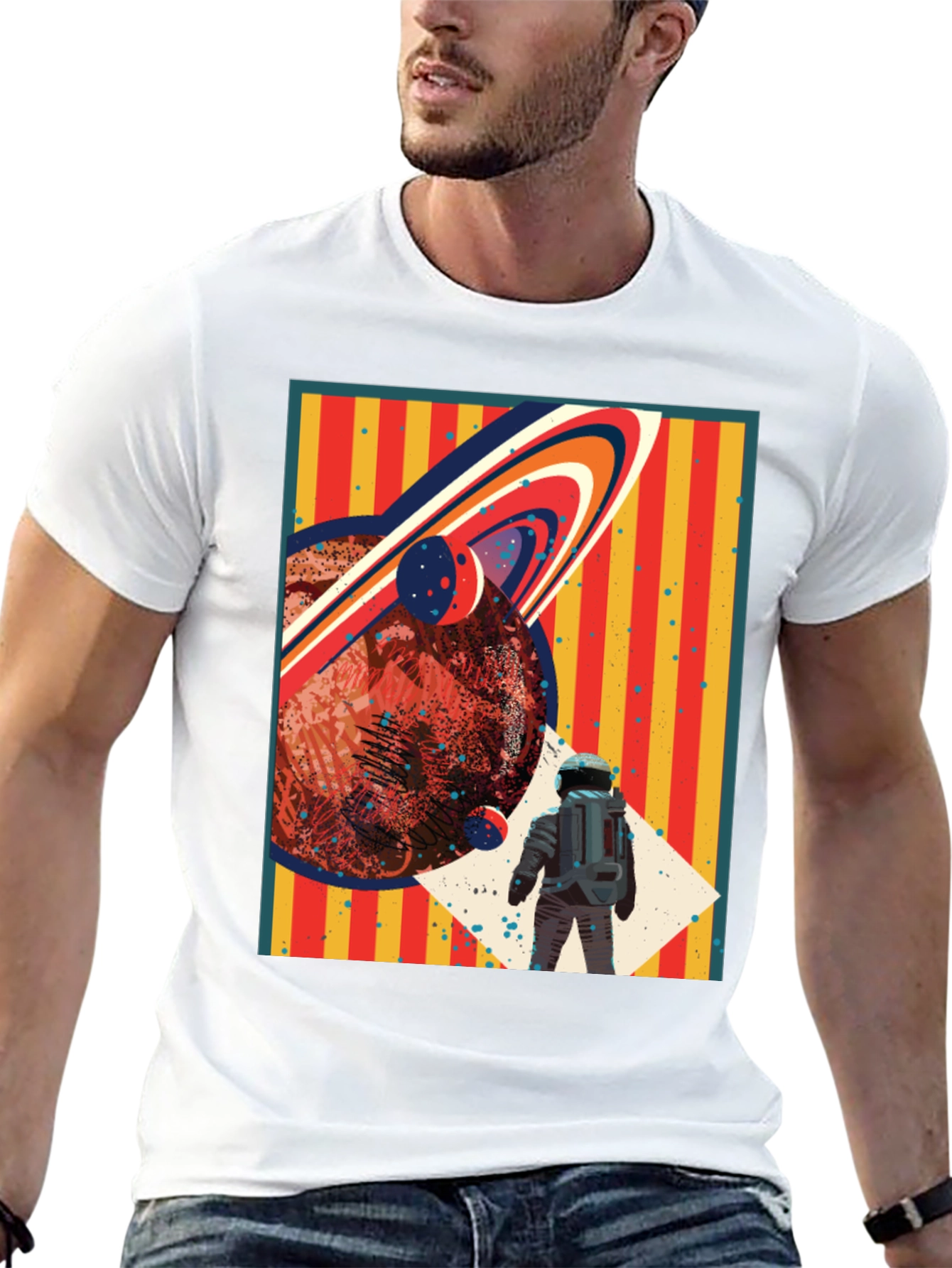 Retro Space T-Shirt: Planet Astronaut Design