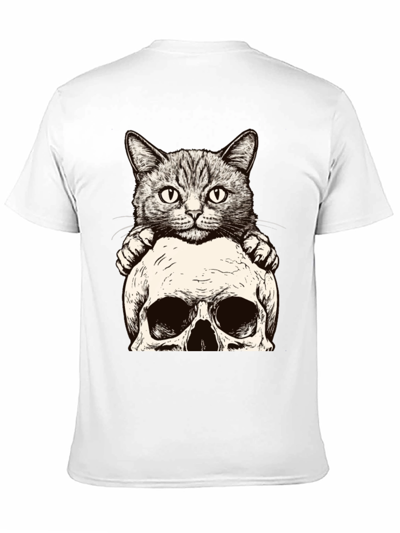 Cat & Skull Graphic Tee - Unique Design