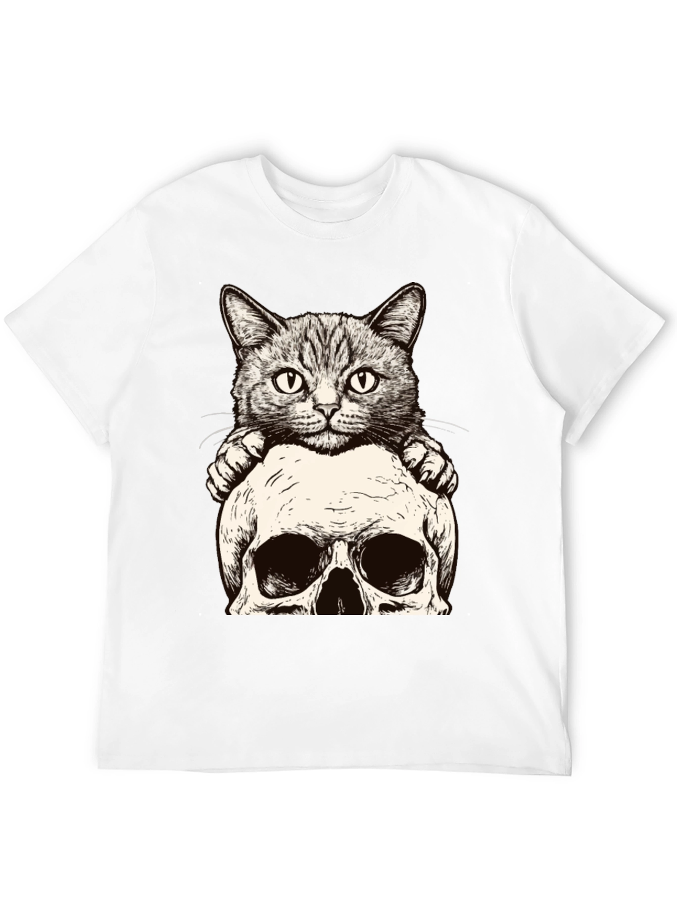 Cat & Skull Graphic Tee - Unique Design