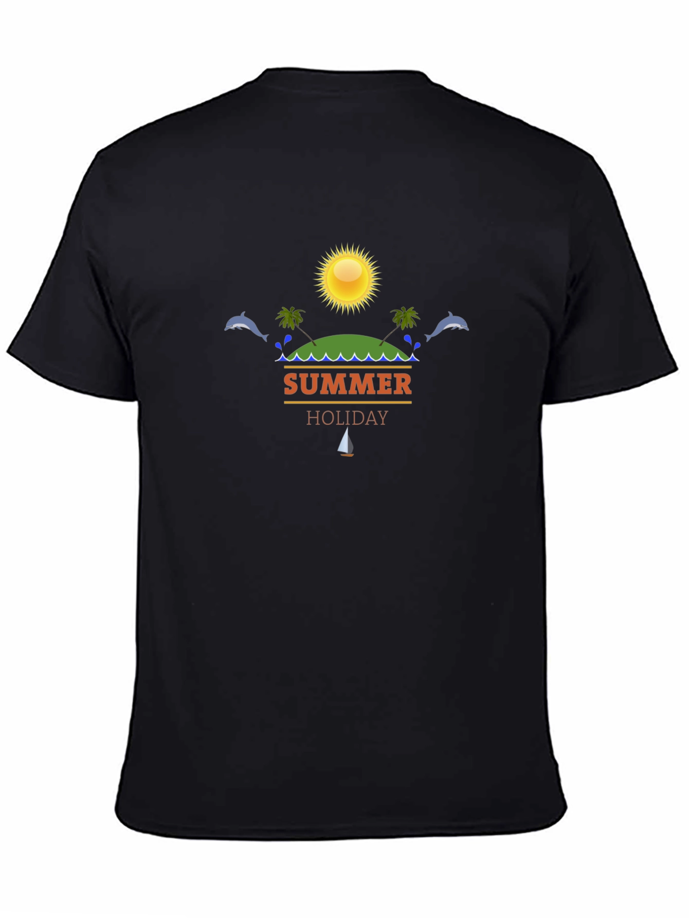 Summer Holiday Black T-Shirt Beach Vacation