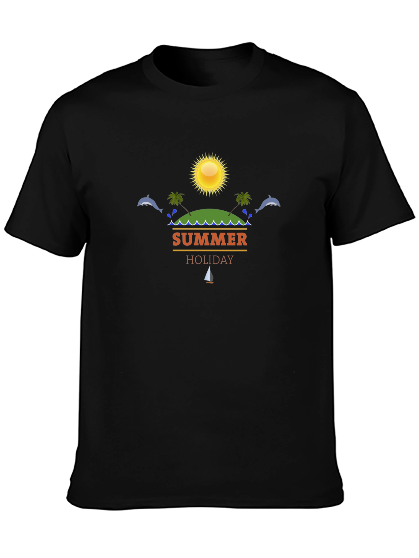 Summer Holiday Black T-Shirt Beach Vacation