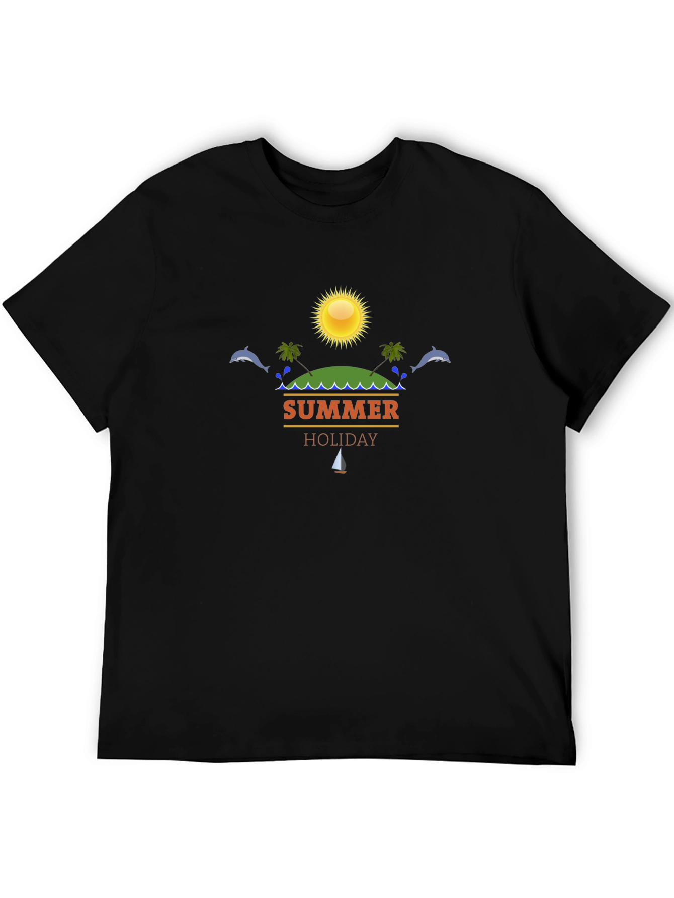 Summer Holiday Black T-Shirt Beach Vacation