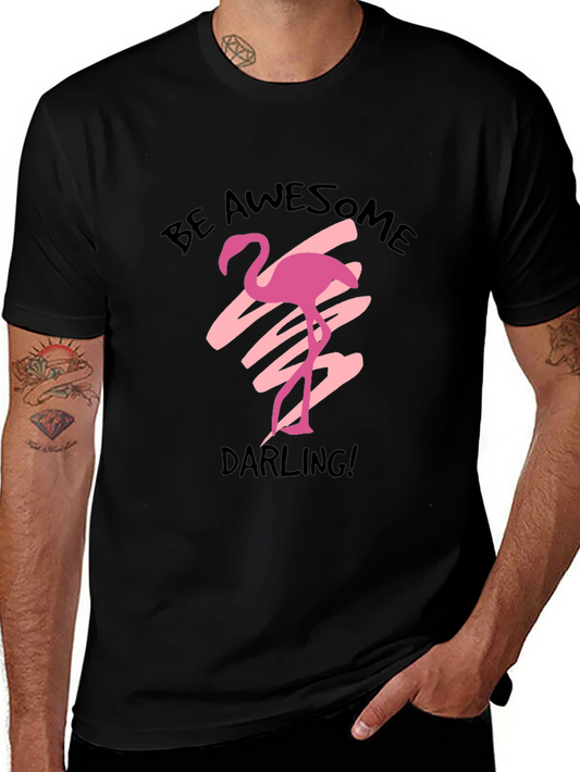 Be Awesome Darling Flamingo Black T-Shirt