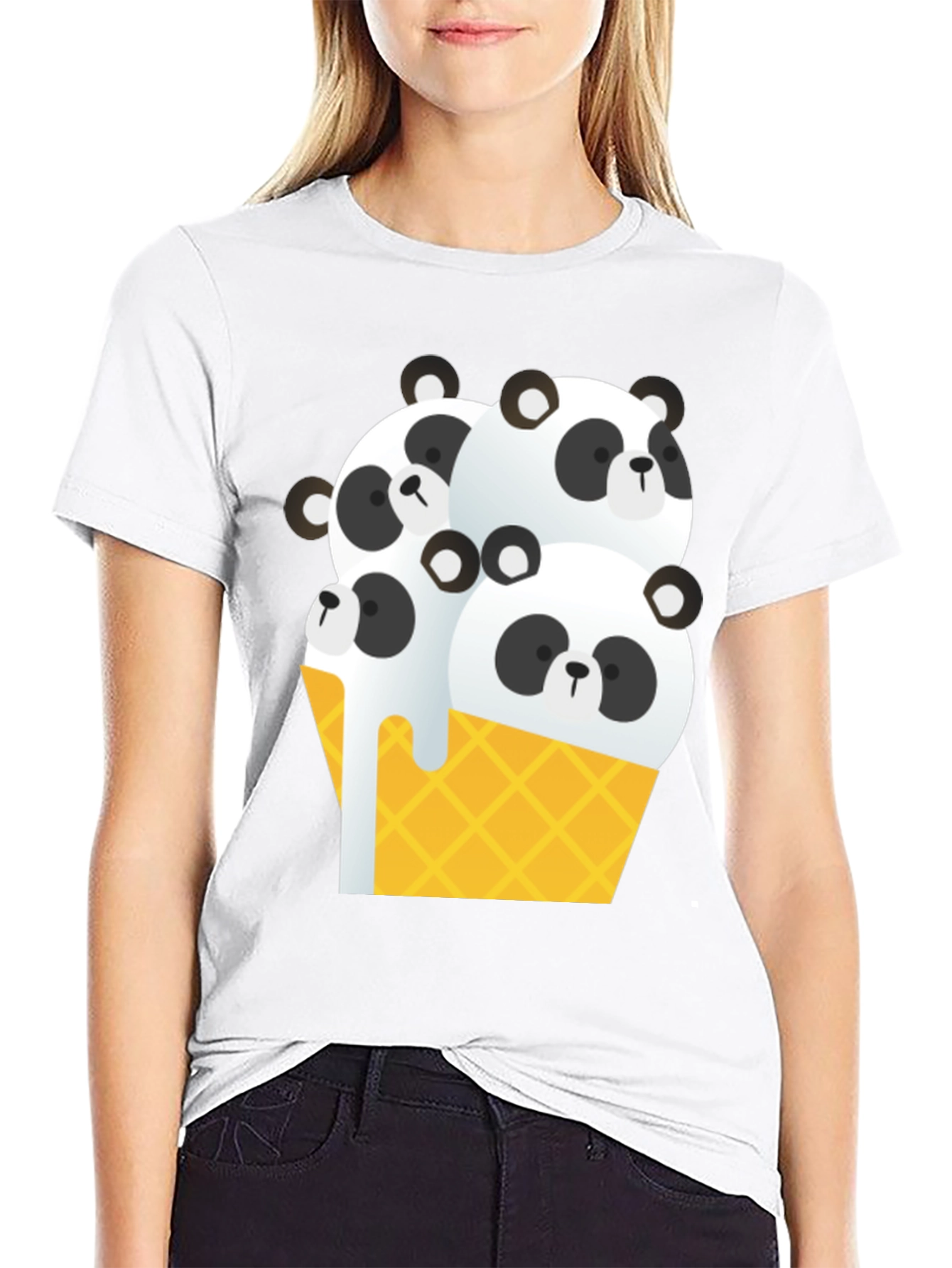 Panda Ice Cream Graphic Tee - Black T-Shirt