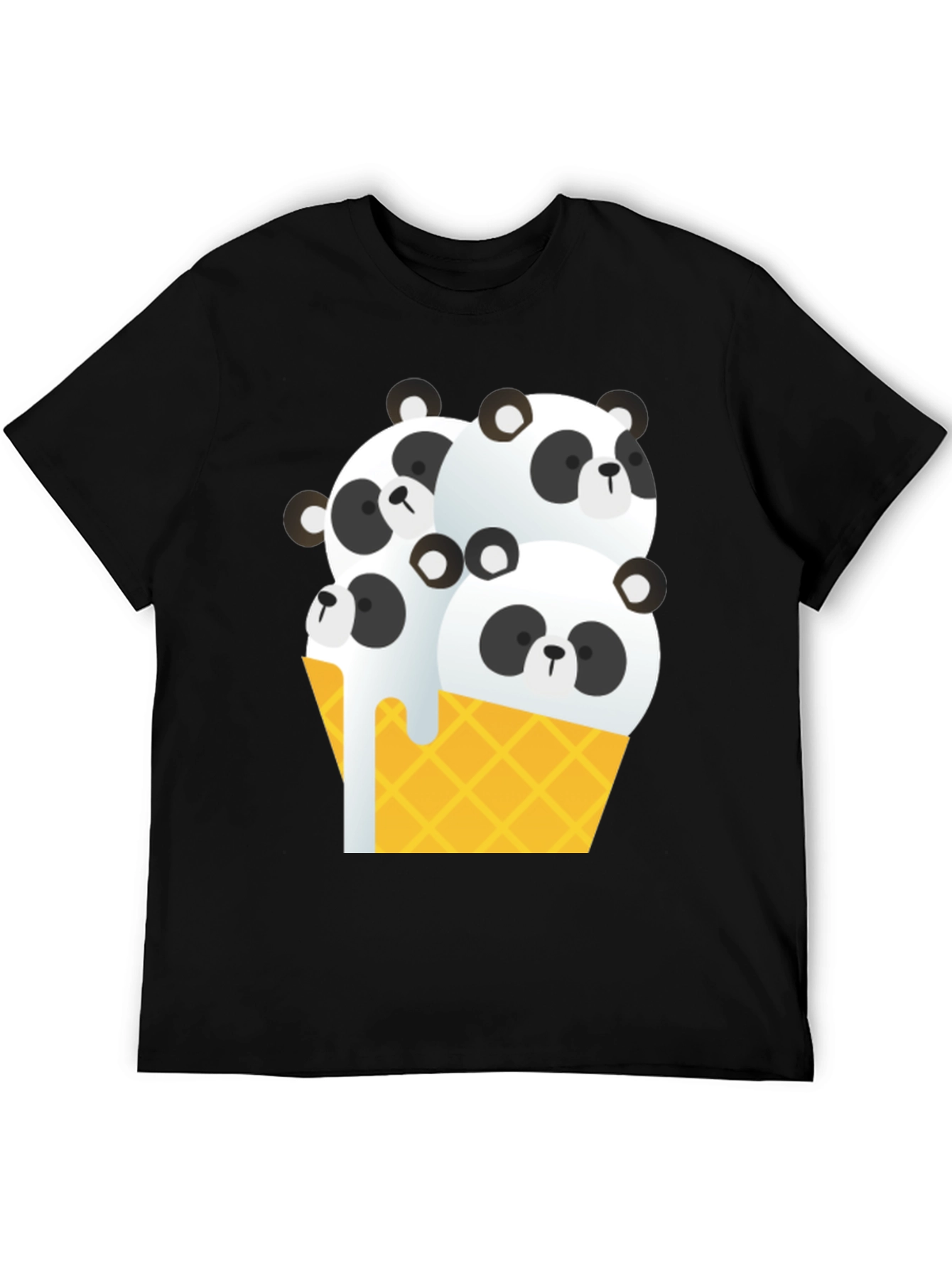 Panda Ice Cream Graphic Tee - Black T-Shirt