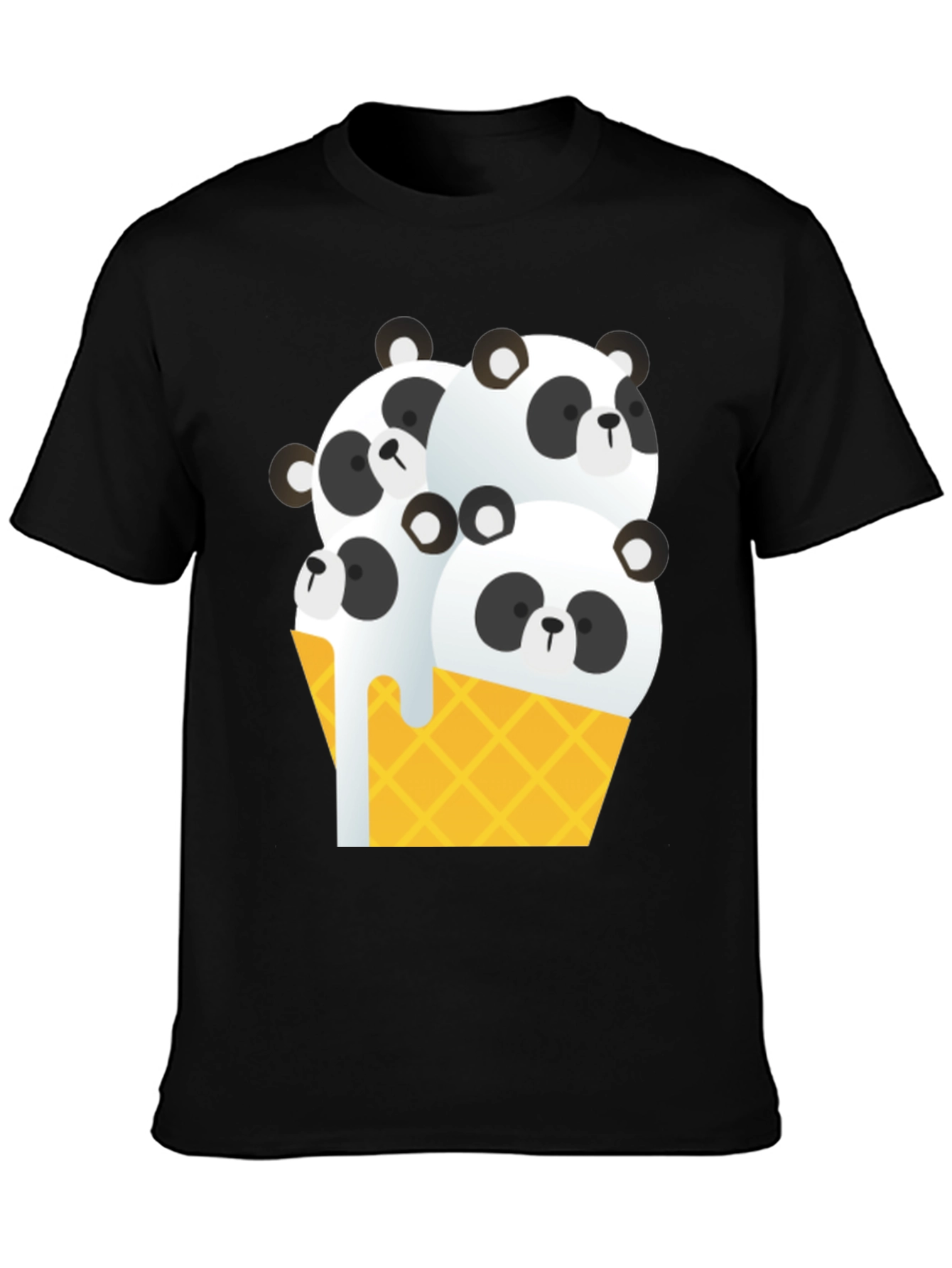 Panda Ice Cream Graphic Tee - Black T-Shirt