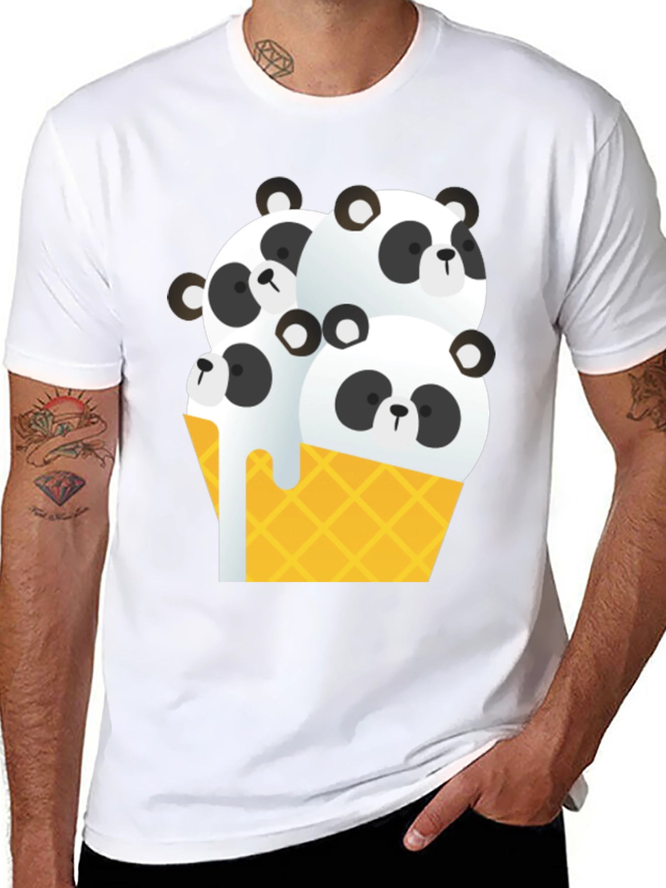 Panda Ice Cream Graphic Tee - Black T-Shirt