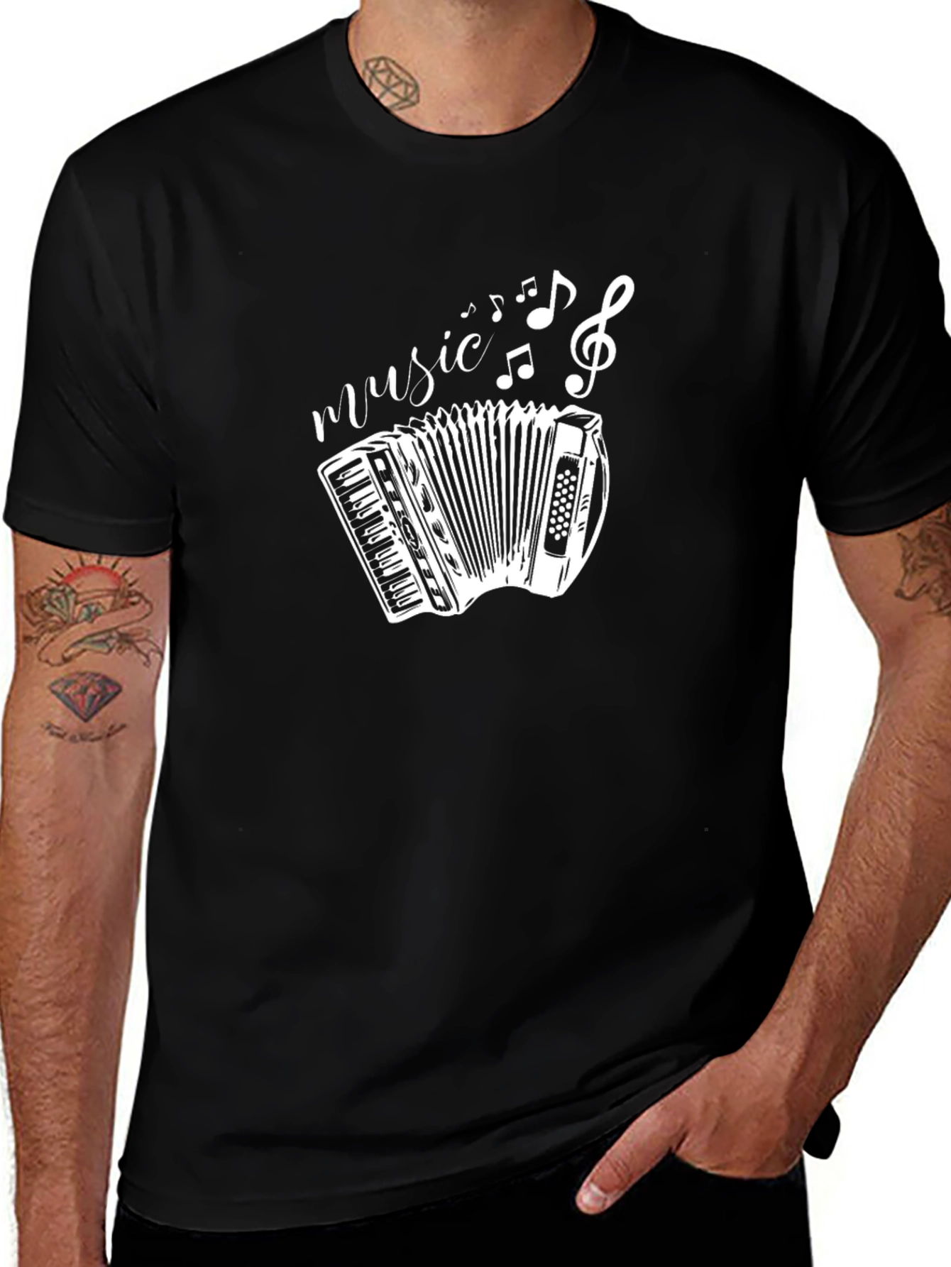 Music Accordion Black T-Shirt