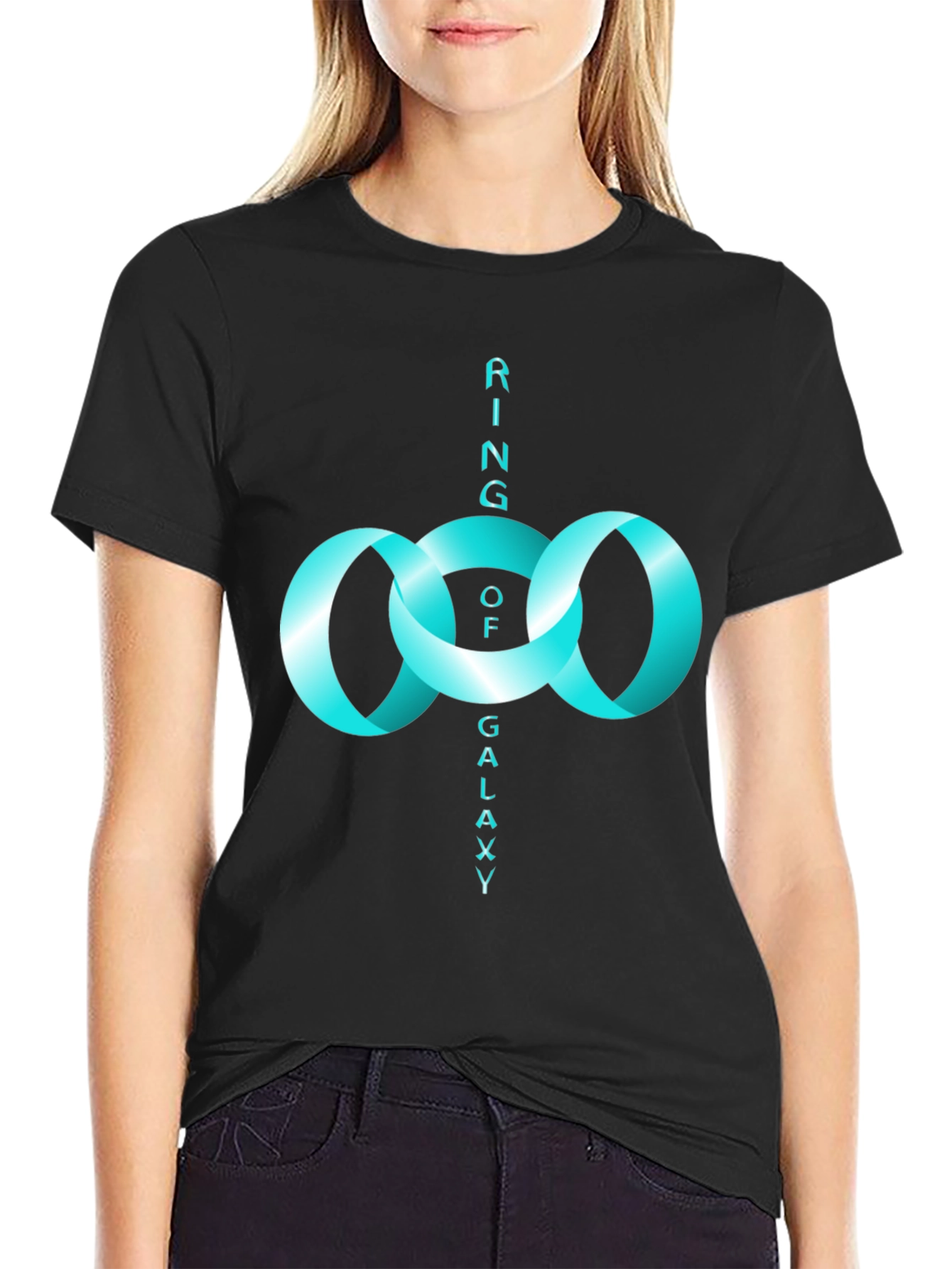 Ring of Galaxy Black T-Shirt - Modern Design