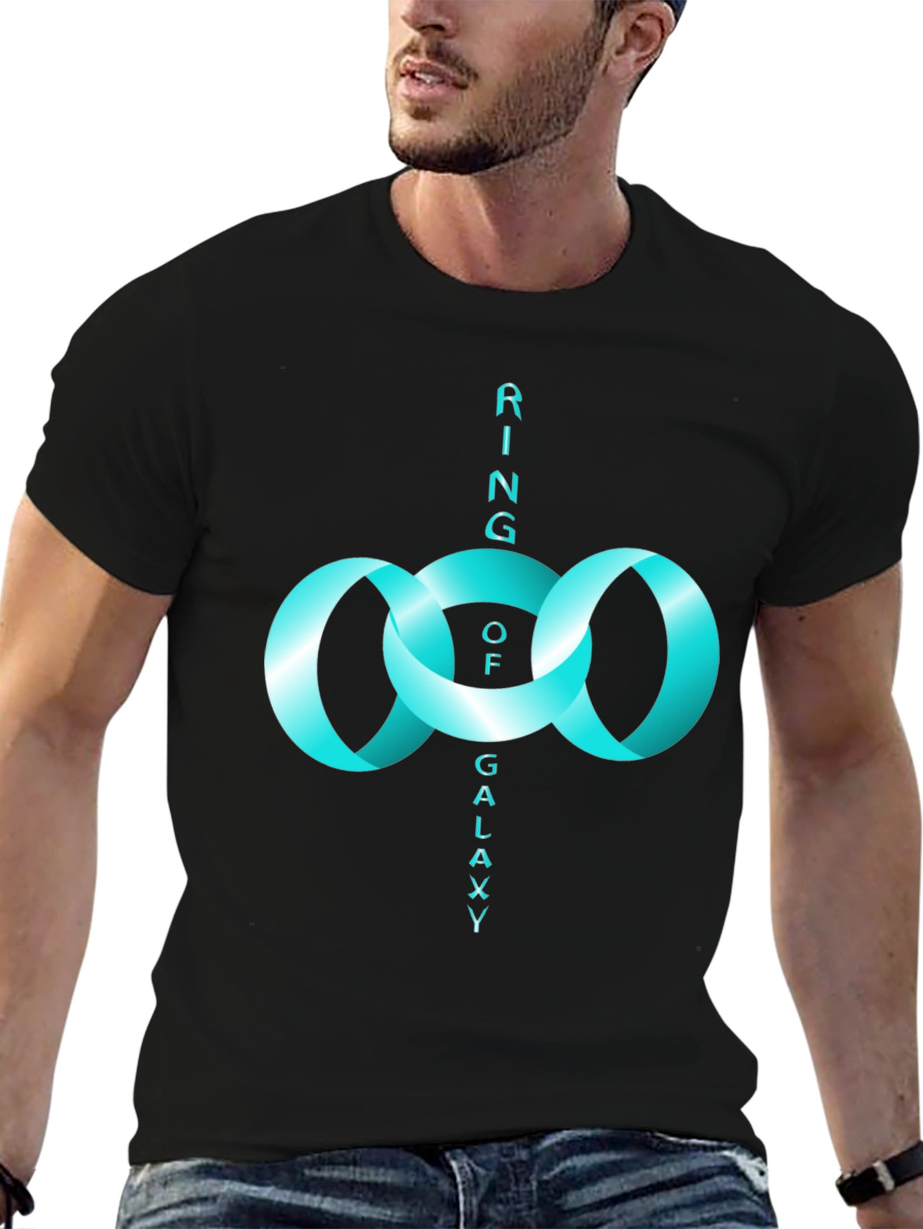 Ring of Galaxy Black T-Shirt - Modern Design