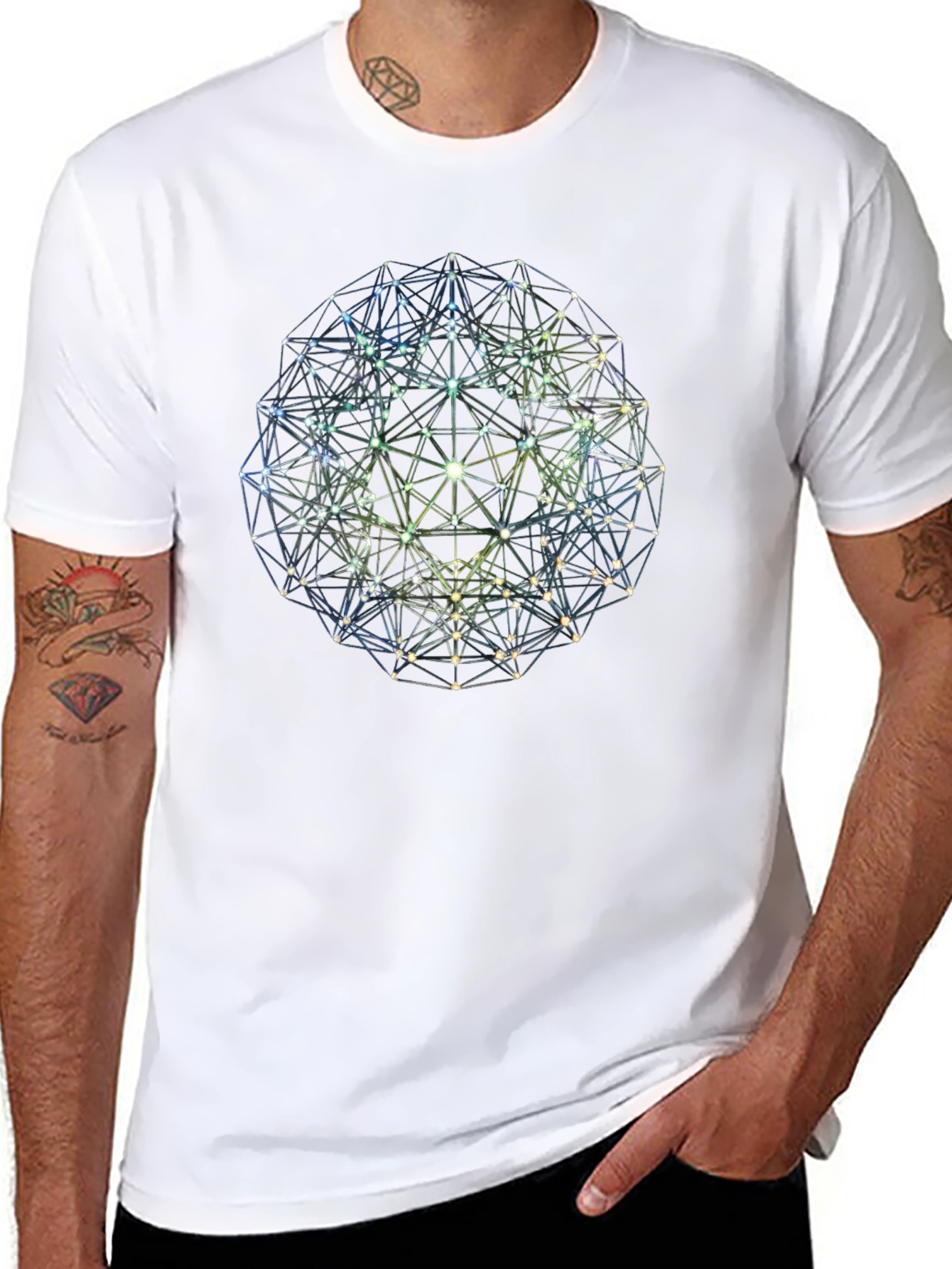 Geometric Sphere Graphic Tee - Modern Design