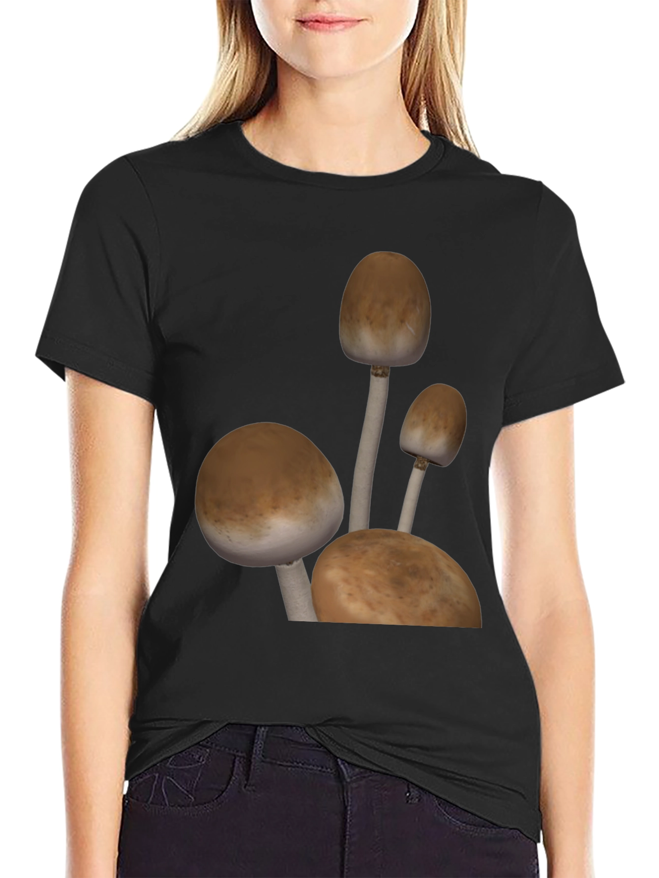 Mushroom Graphic Tee - Black Cotton Blend