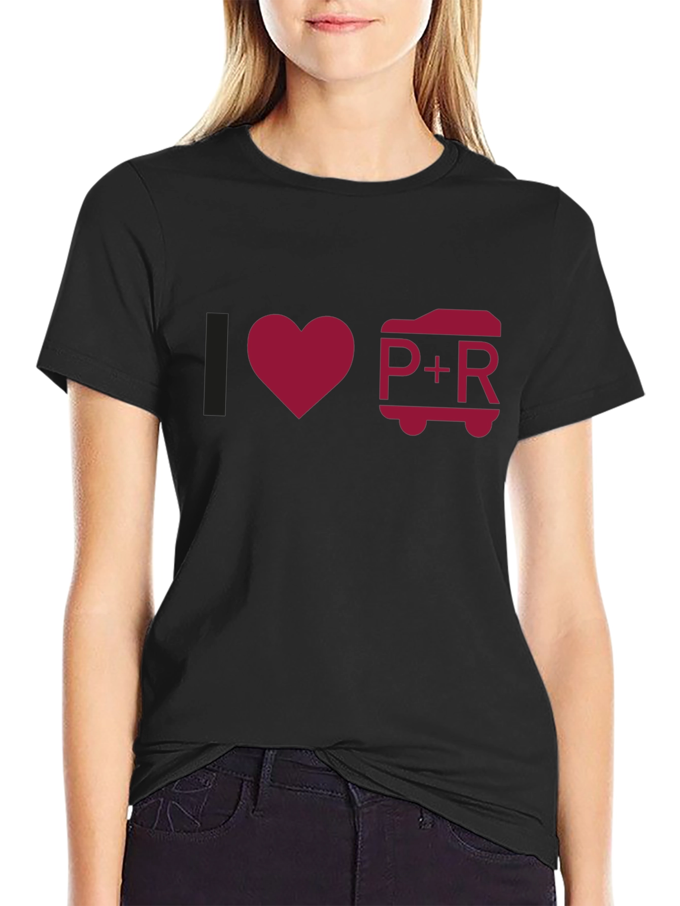 I Love P+R Black T-Shirt