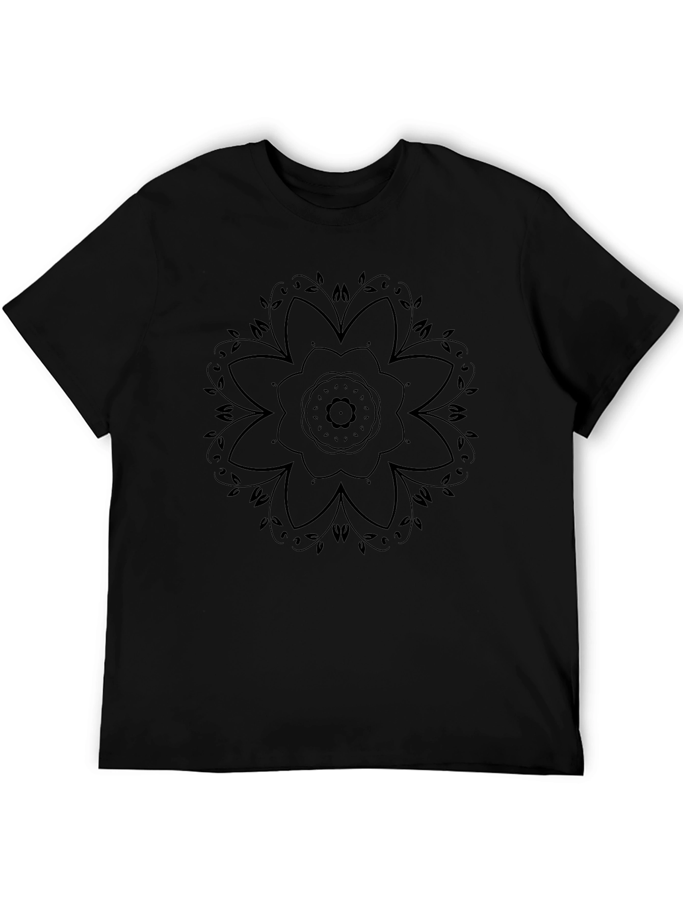 Black Mandala Graphic Tee - Modern Casual Comfort