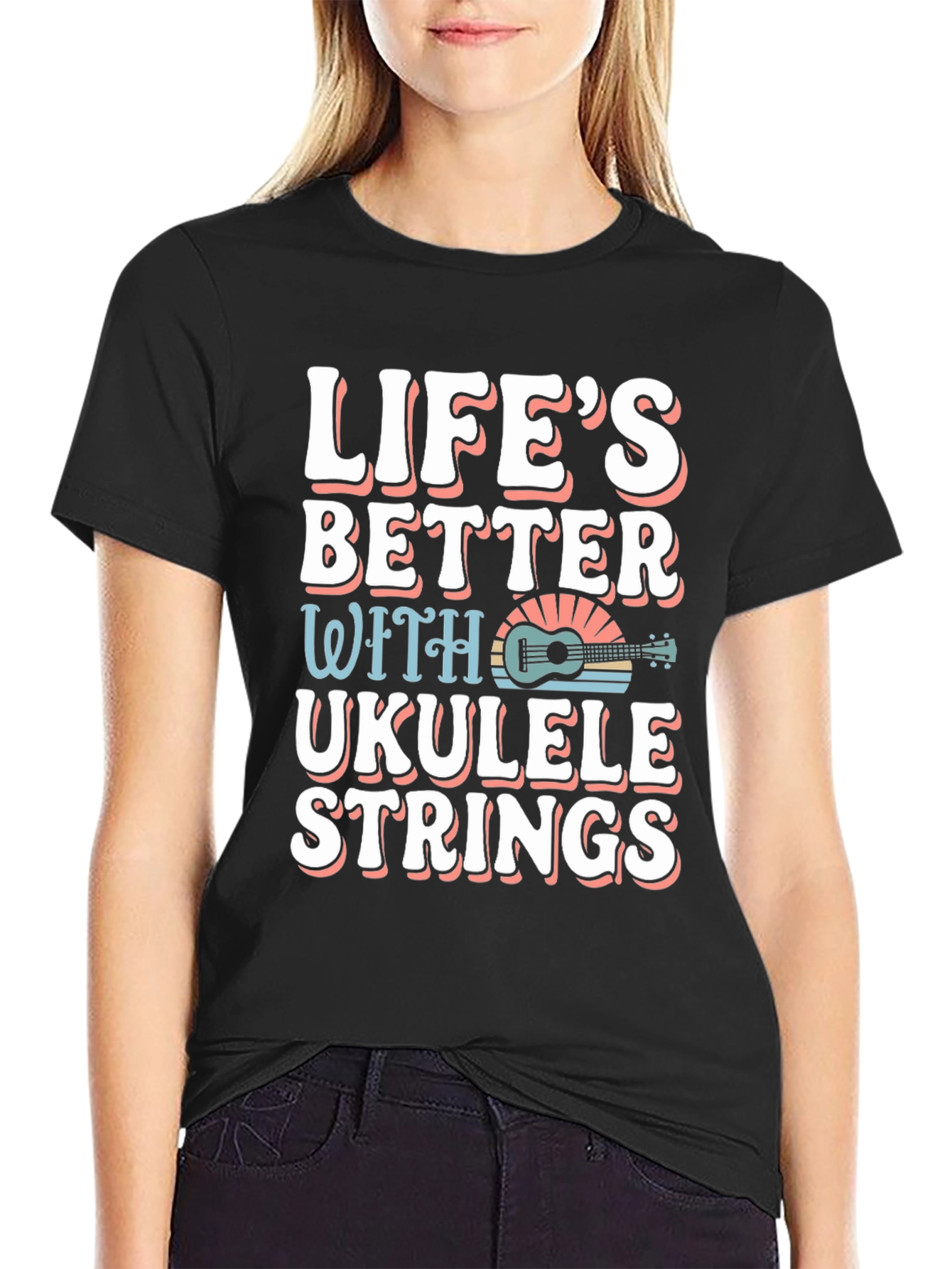 Lifes Better Ukulele Strings Graphic Tee