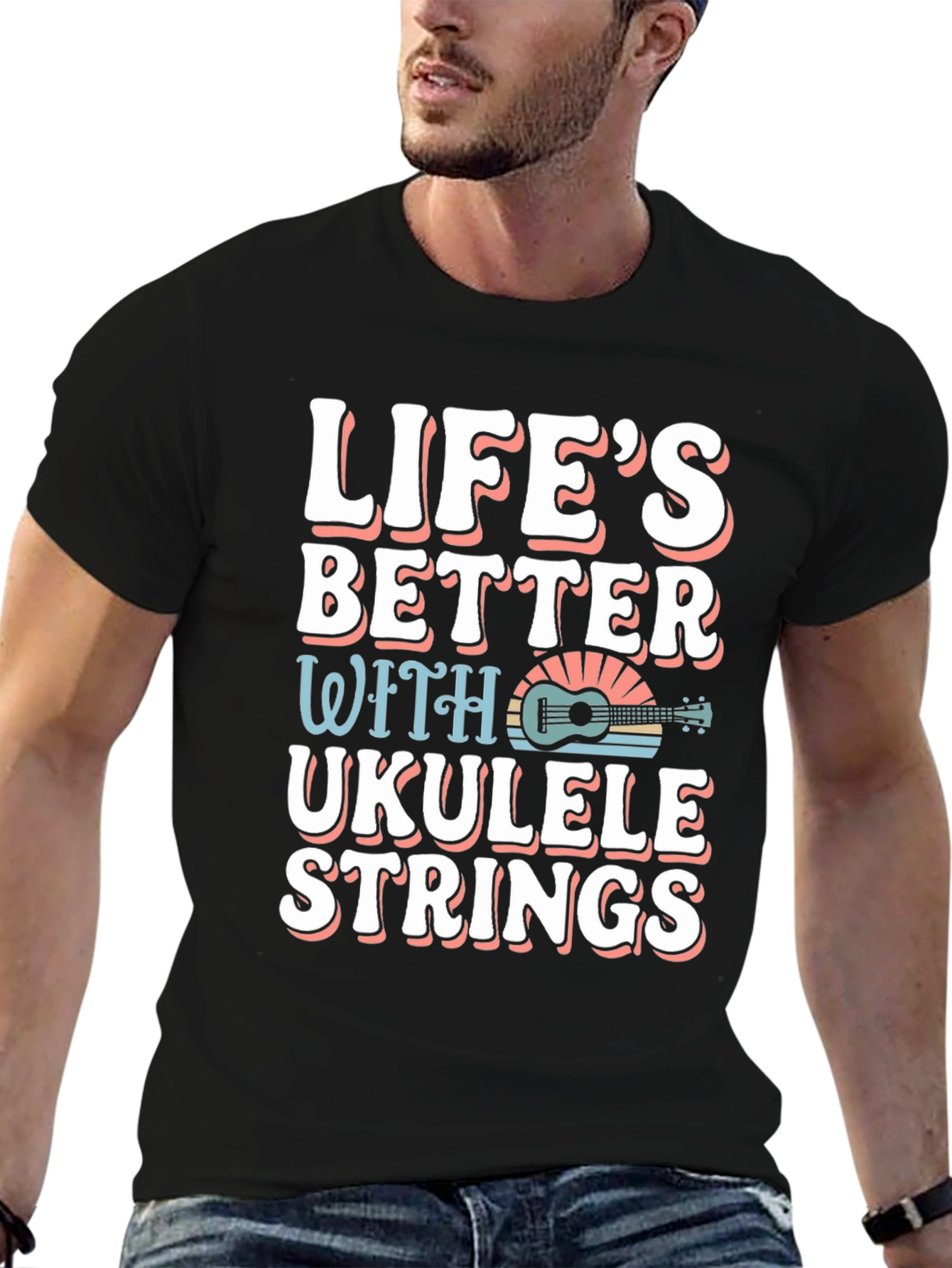 Lifes Better Ukulele Strings Graphic Tee