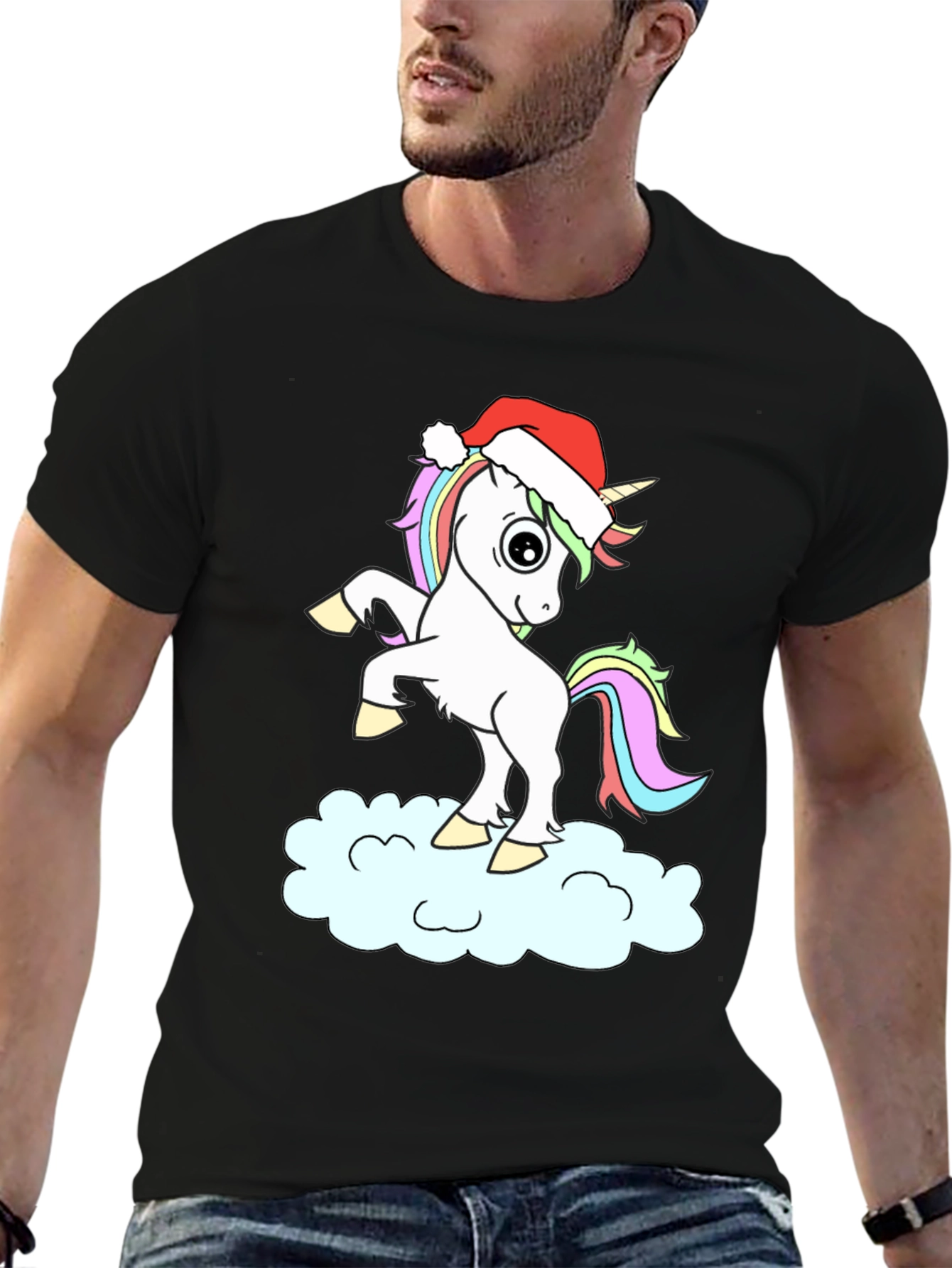 Unicorn Santa Hat T-Shirt