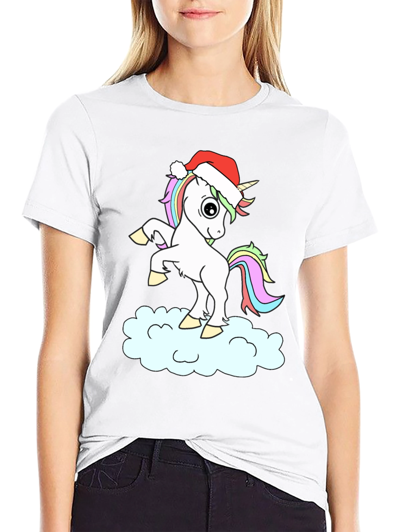 Unicorn Santa Hat T-Shirt