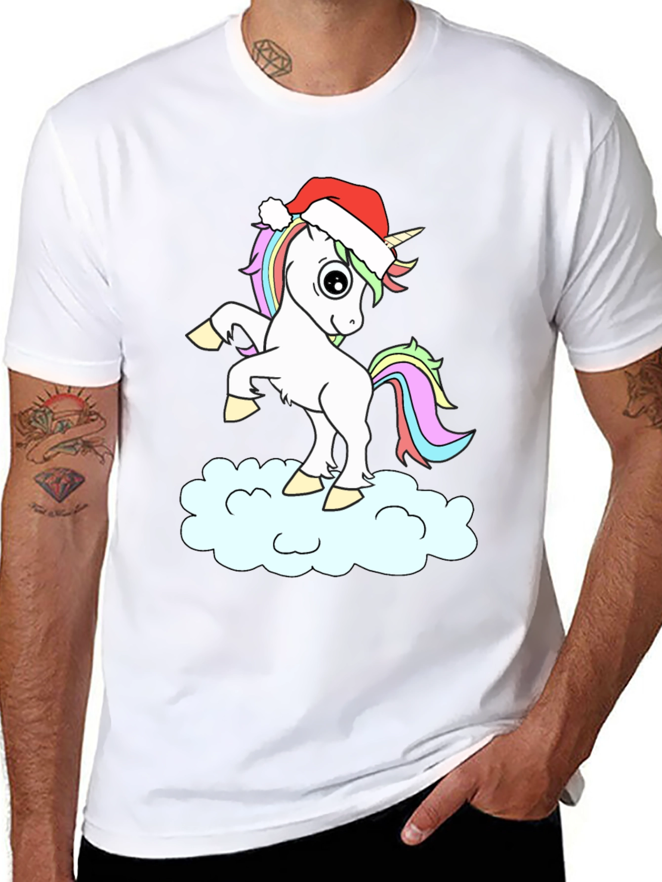 Unicorn Santa Hat T-Shirt