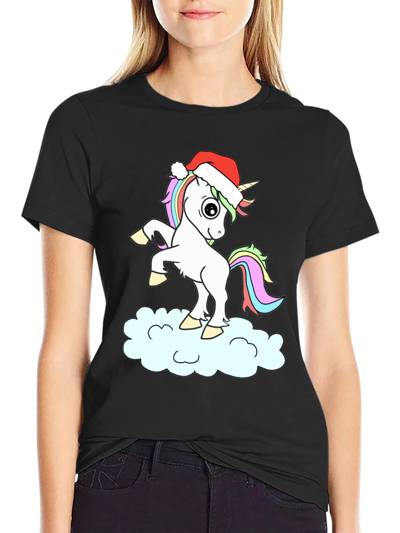 Unicorn Santa Hat T-Shirt